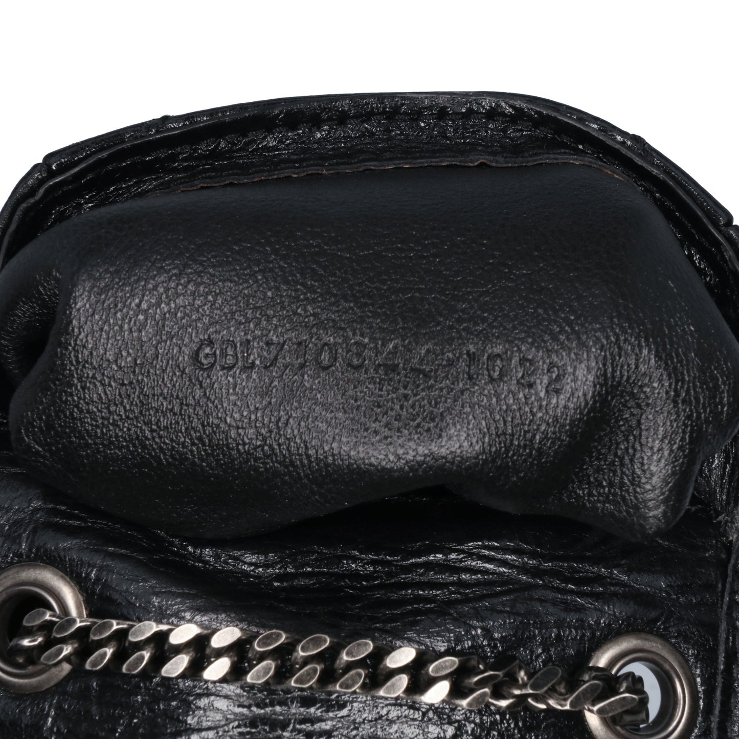 Saint Laurent Micro Crinkled Leather Niki Airpods Case with Chain Black
