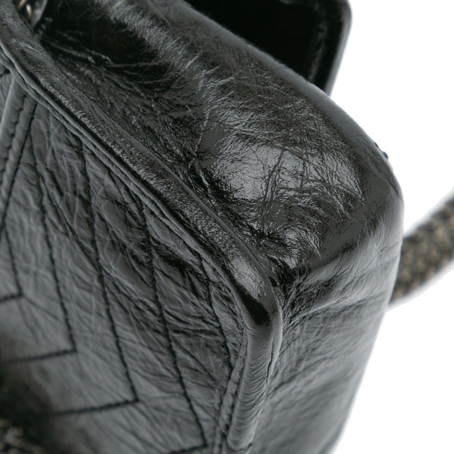 Saint Laurent Micro Crinkled Leather Niki Airpods Case with Chain Black