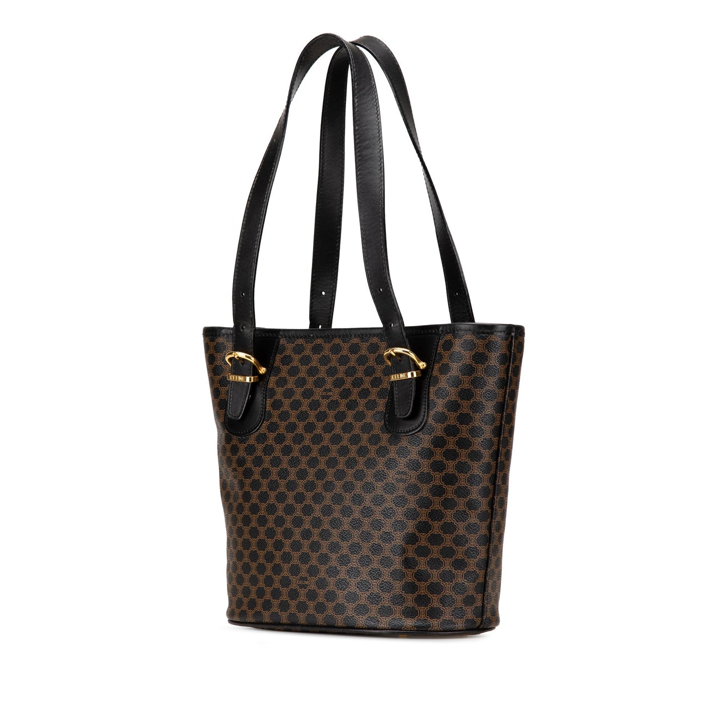 Celine Macadam Coated Canvas Tote Black