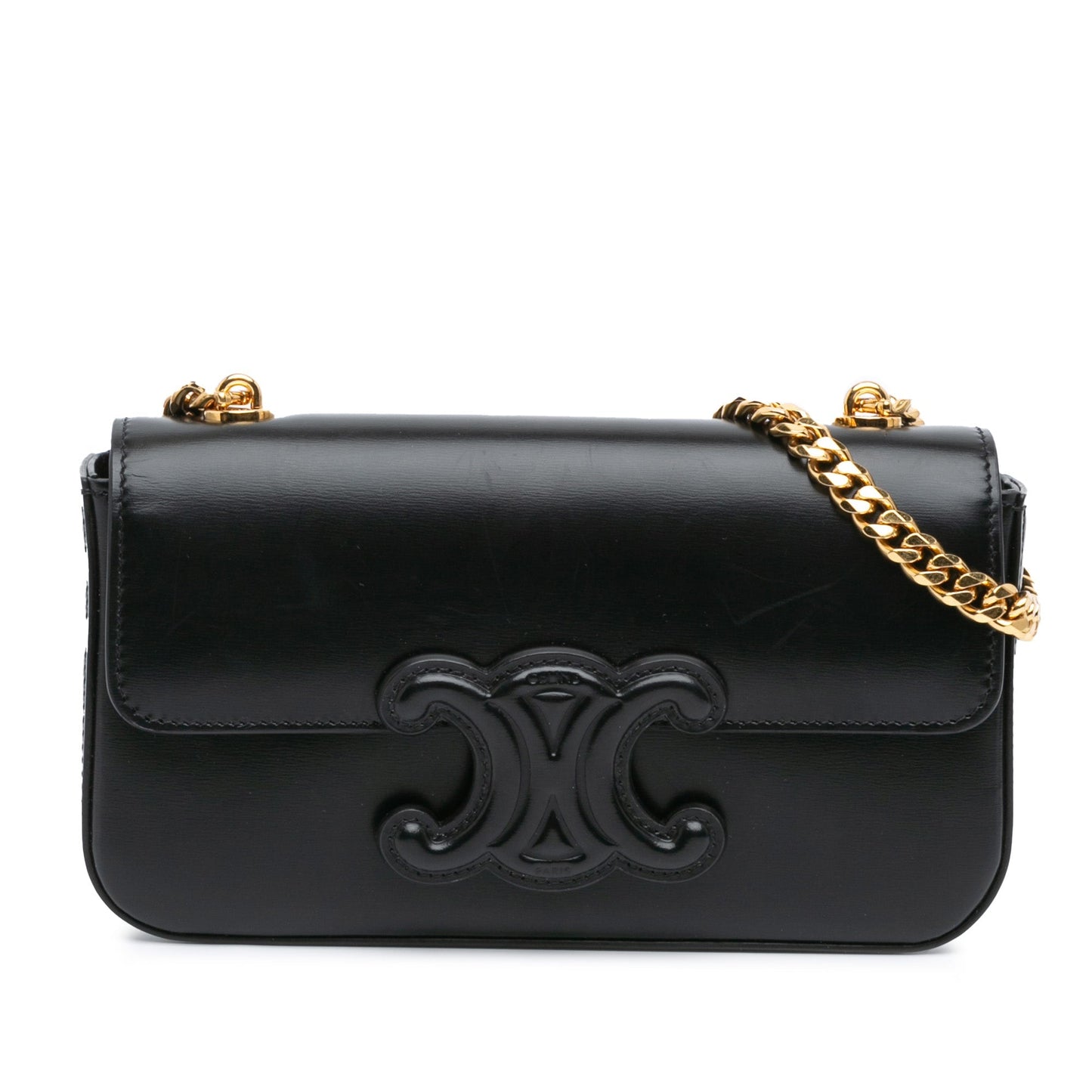 Celine Shiny Calfskin Claude Chain Shoulder Bag Black