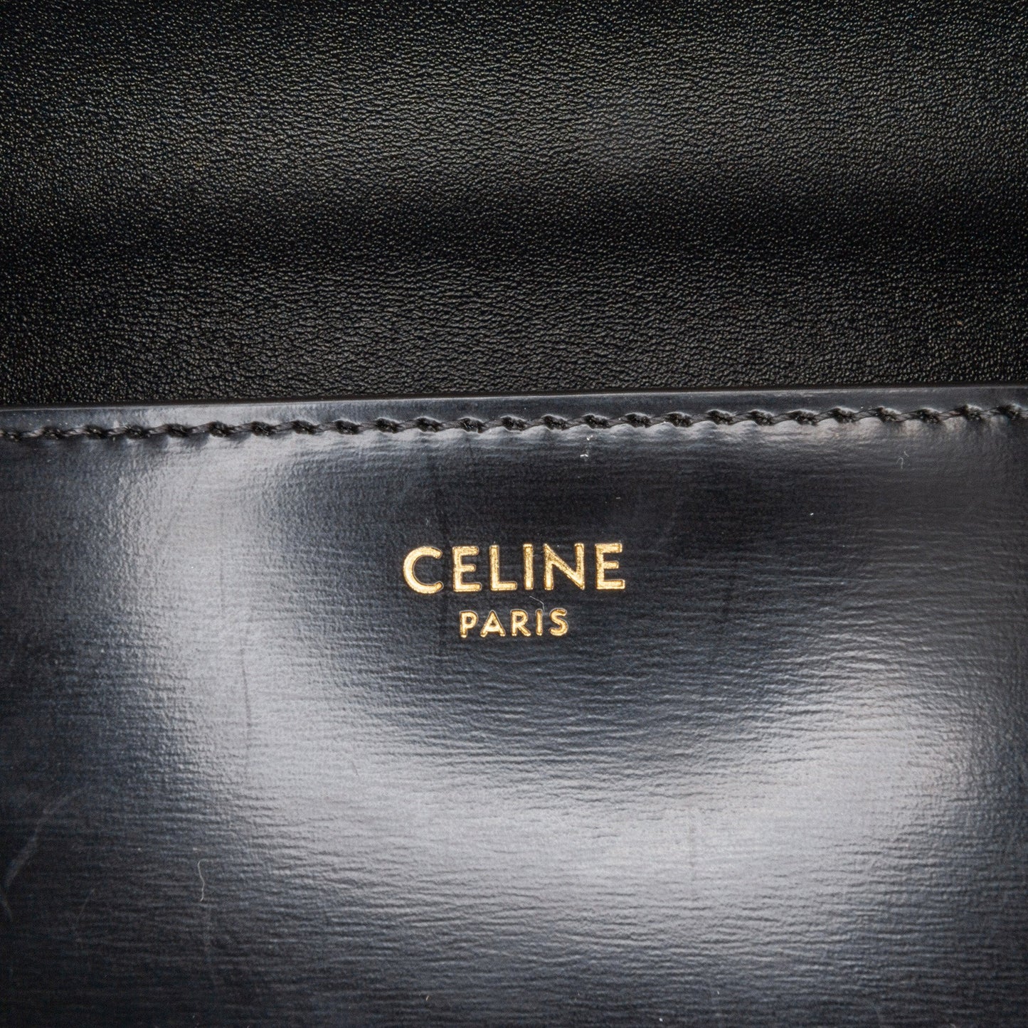Celine Shiny Calfskin Claude Chain Shoulder Bag Black