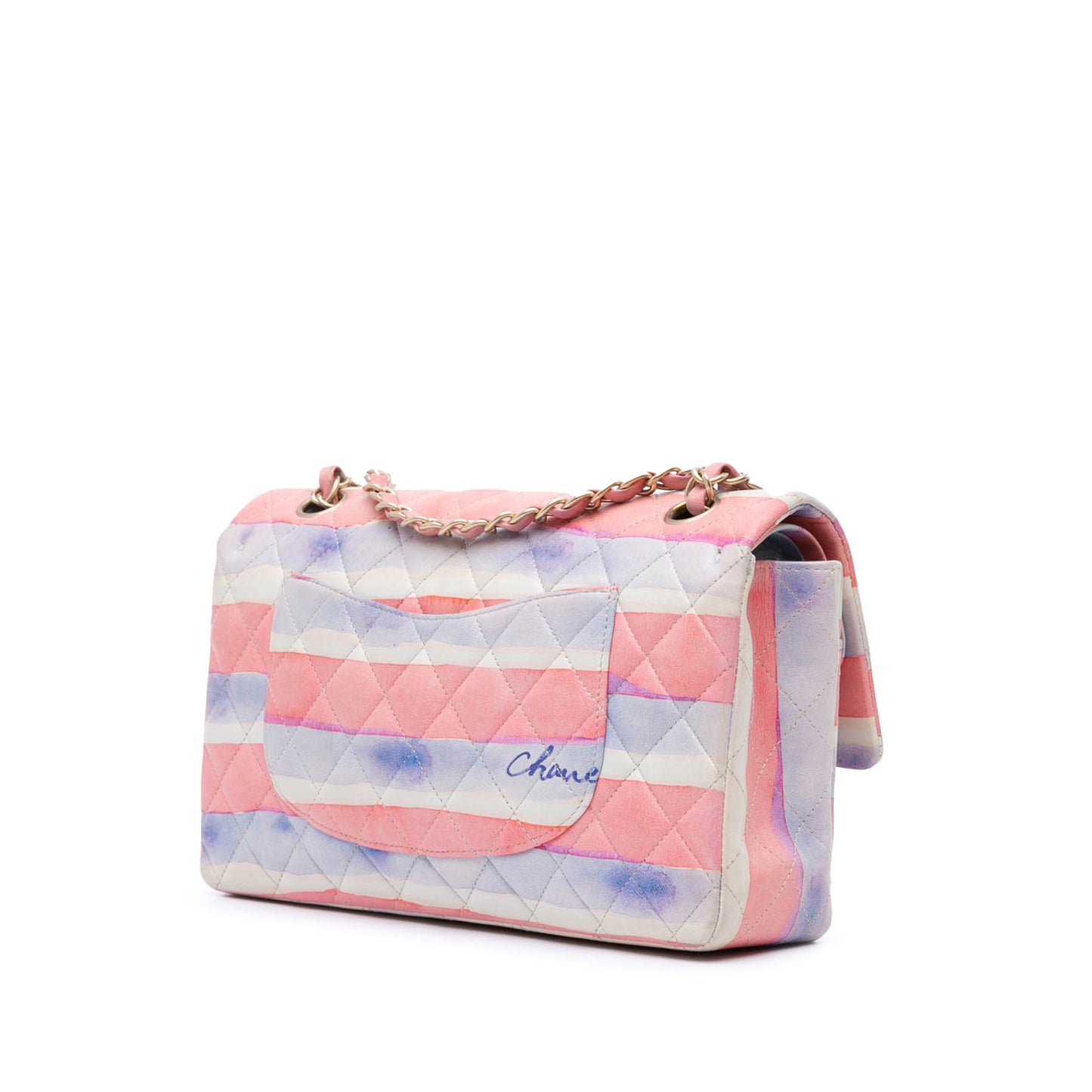 Chanel Medium Classic Printed Lambskin Watercolor Double Flap Multi