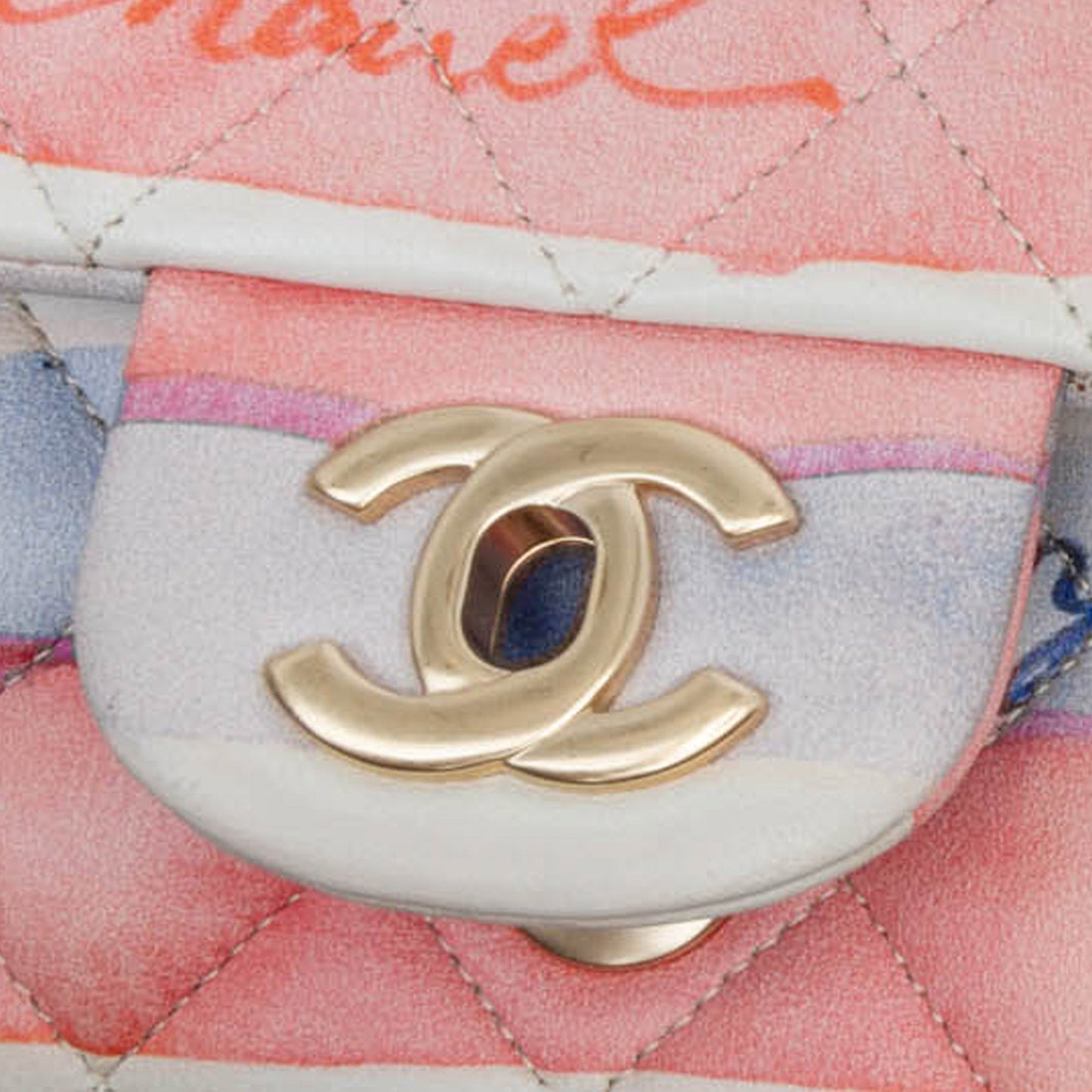 Chanel Medium Classic Printed Lambskin Watercolor Double Flap Multi