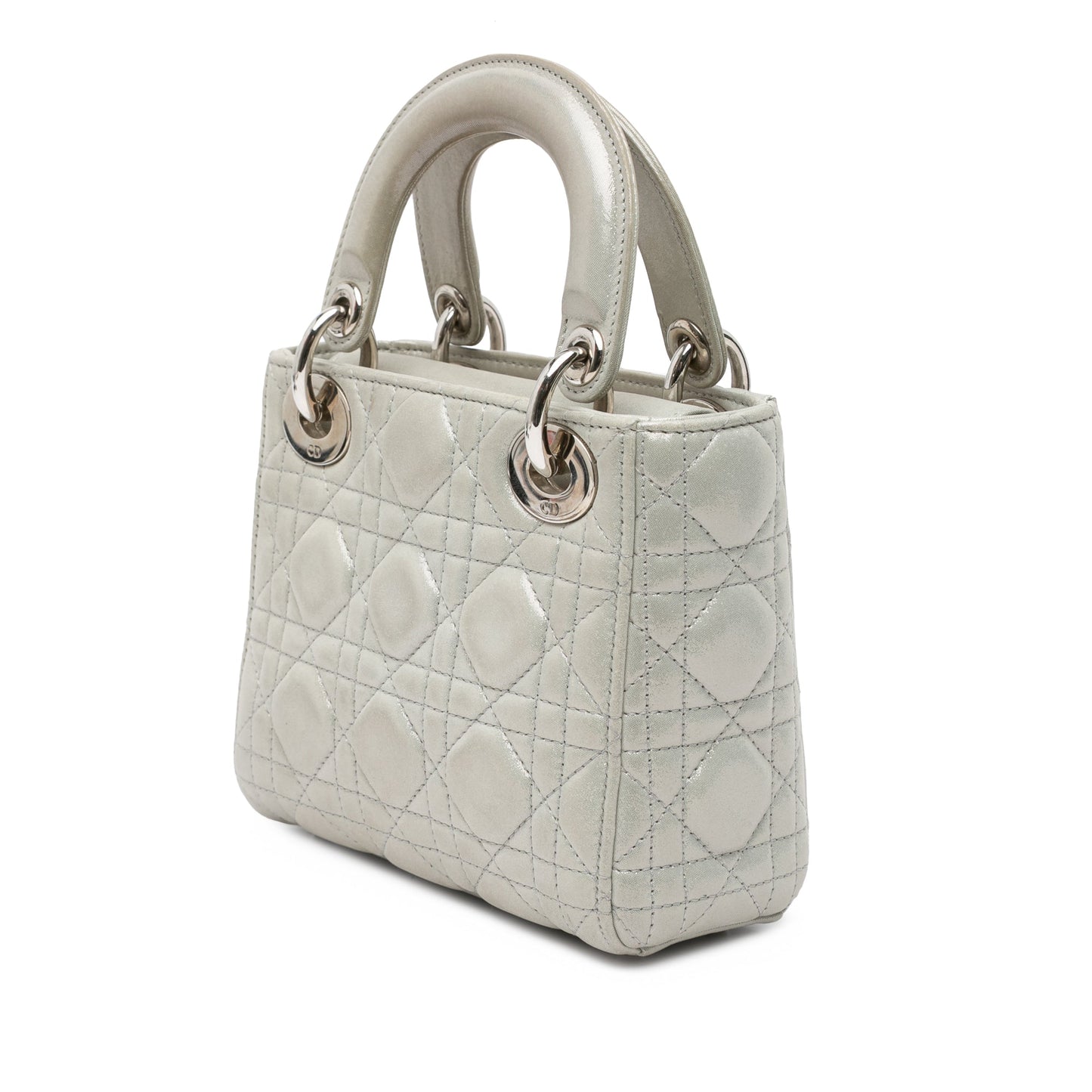 Dior Mini Iridescent Lambskin Cannage Lady Dior Silver