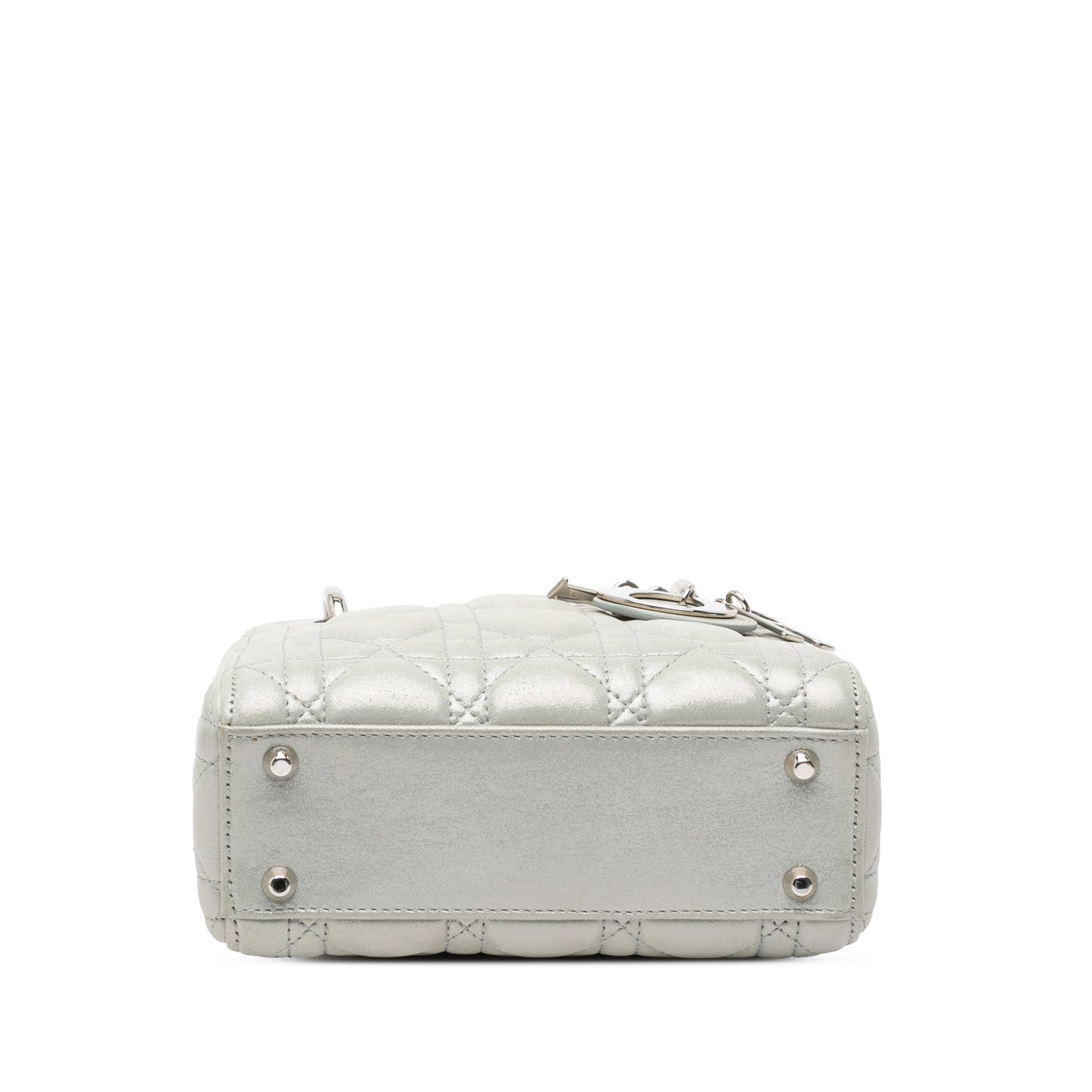 Dior Mini Iridescent Lambskin Cannage Lady Dior Silver