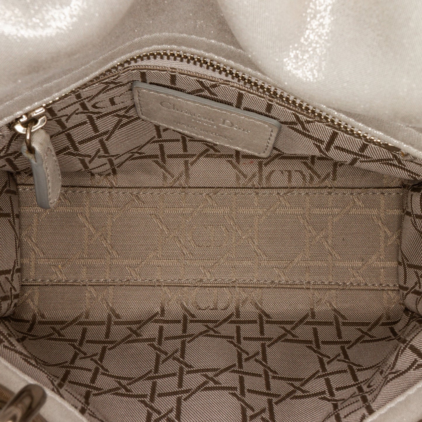 Dior Mini Iridescent Lambskin Cannage Lady Dior Silver