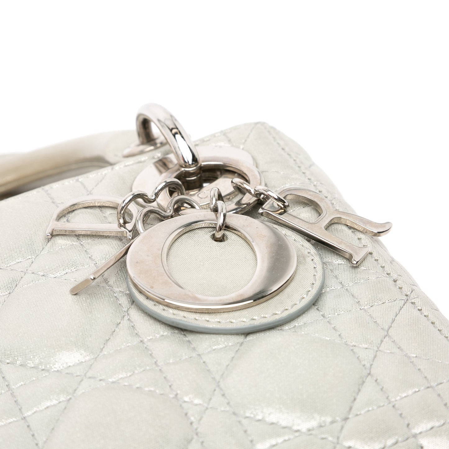 Dior Mini Iridescent Lambskin Cannage Lady Dior Silver