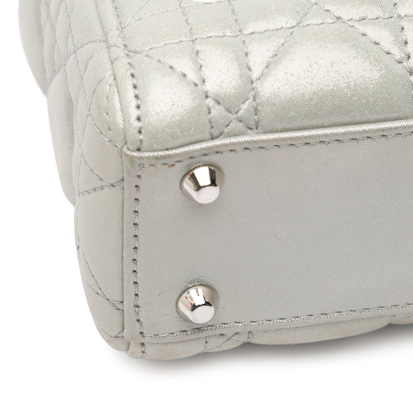 Dior Mini Iridescent Lambskin Cannage Lady Dior Silver