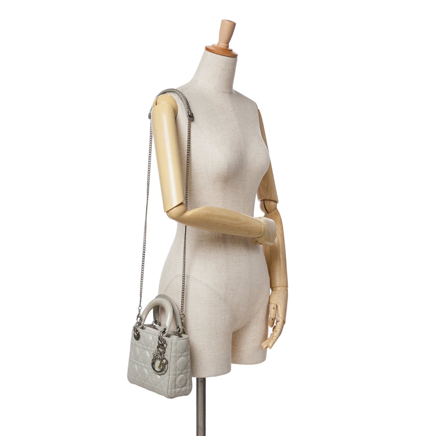 Dior Mini Iridescent Lambskin Cannage Lady Dior Silver