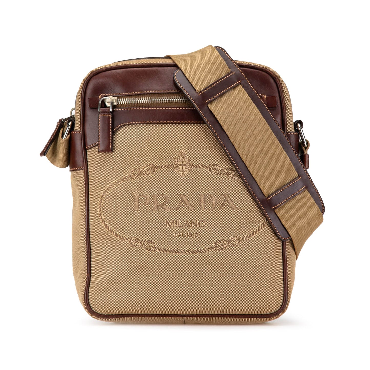 Prada Canvas Canapa Logo Crossbody Brown