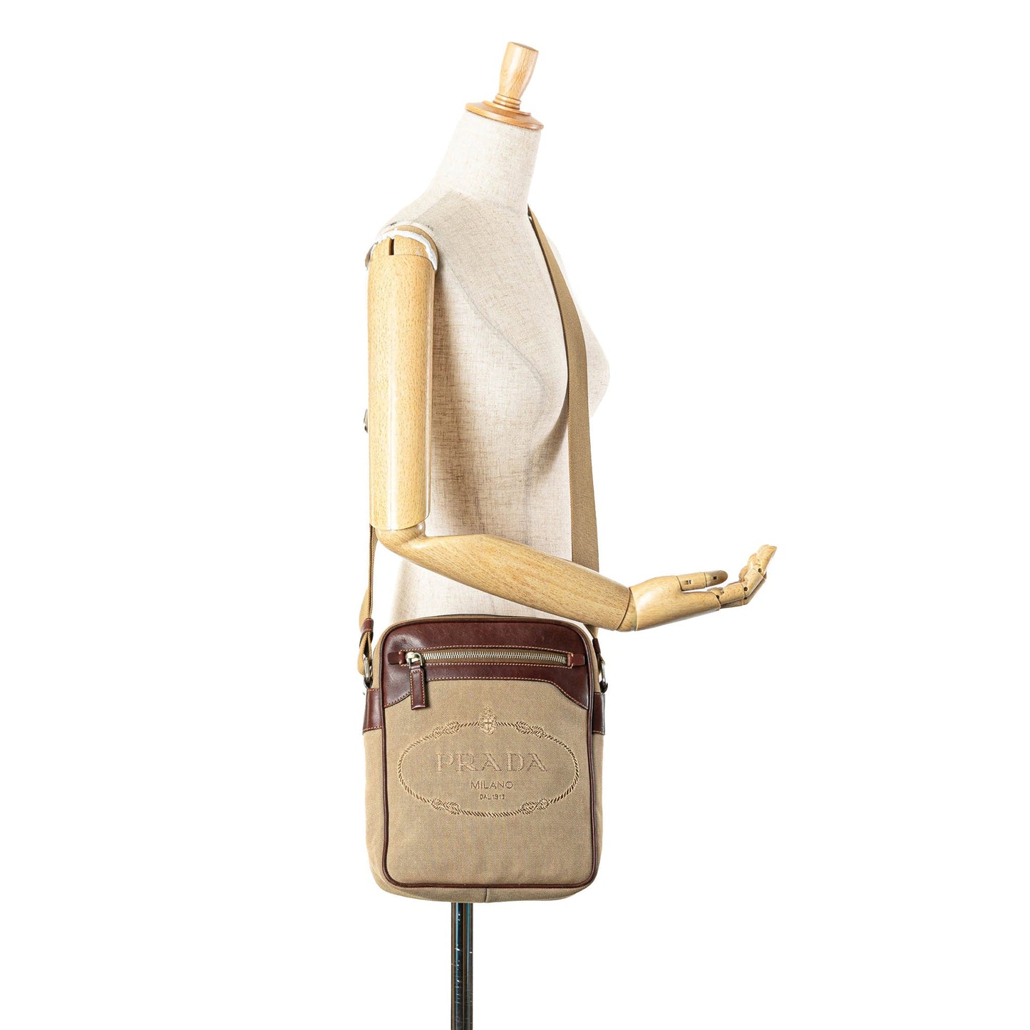 Prada Canvas Canapa Logo Crossbody Brown