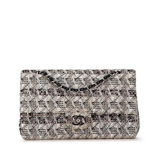 Chanel Medium Classic Tweed Double Flap White