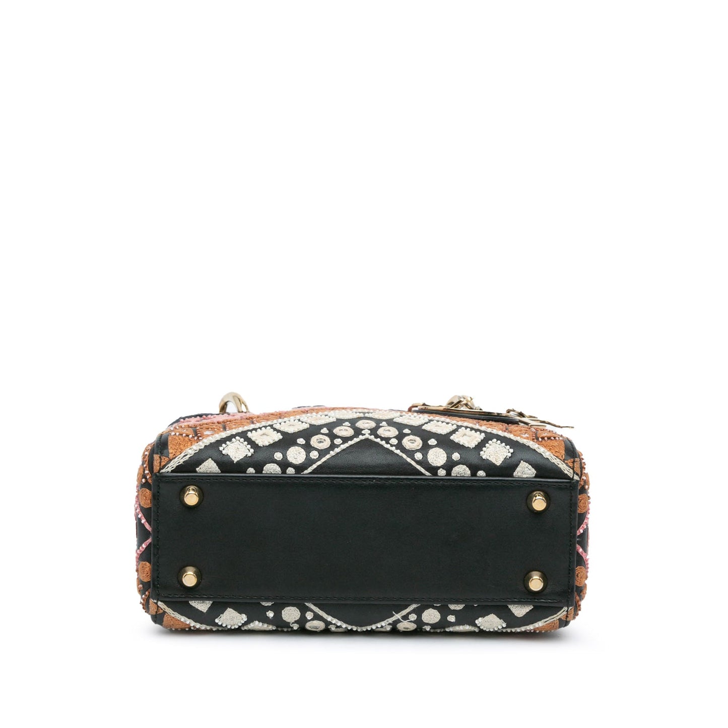 Dior Mini Calfskin Embroidered Lady Dior Black