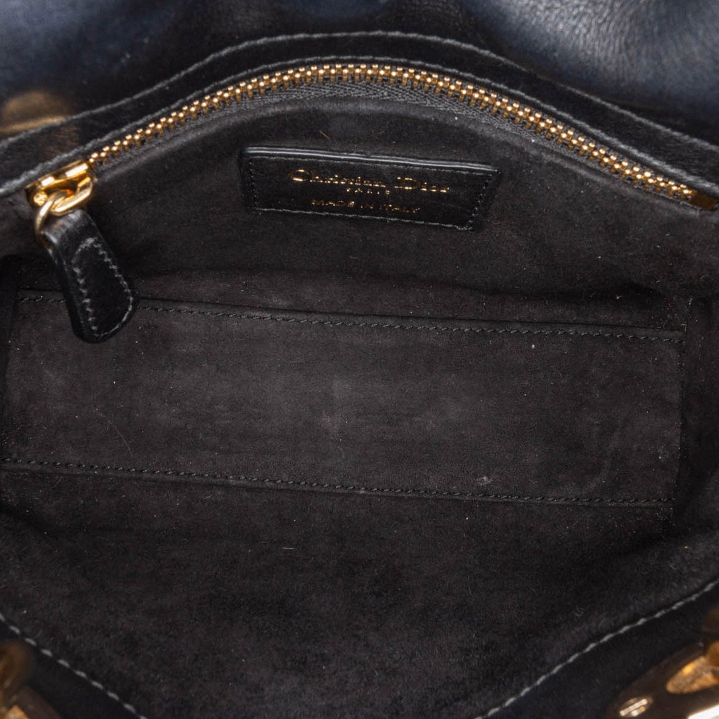 Dior Mini Calfskin Embroidered Lady Dior Black