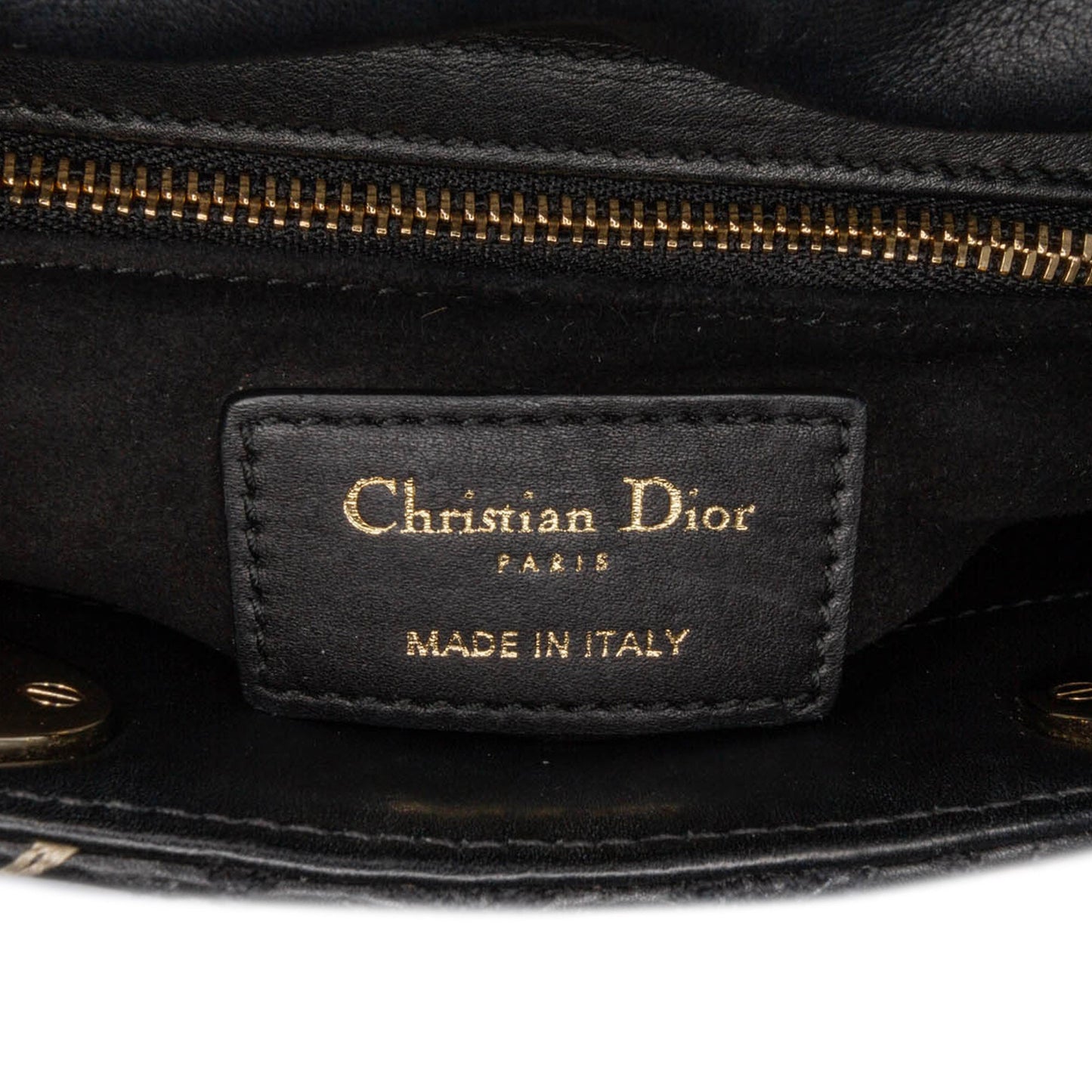 Dior Mini Calfskin Embroidered Lady Dior Black