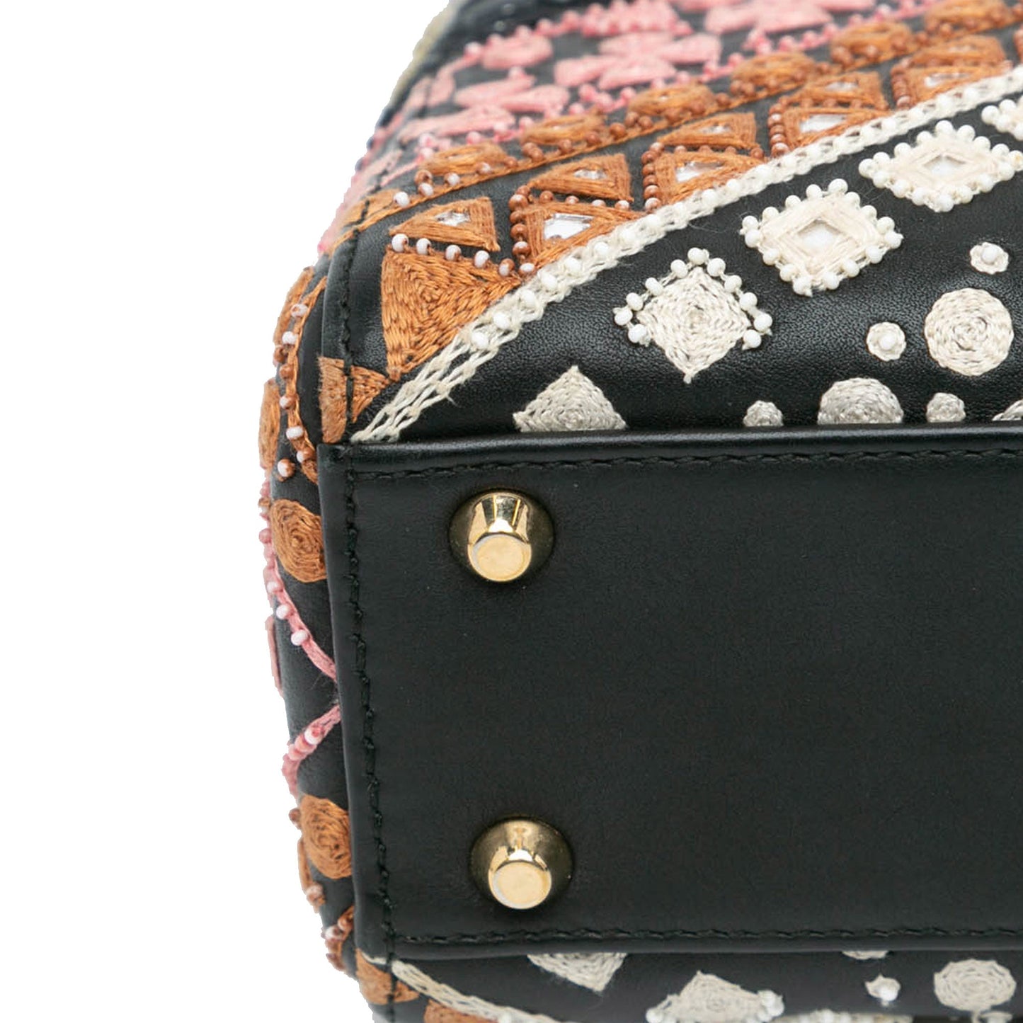 Dior Mini Calfskin Embroidered Lady Dior Black