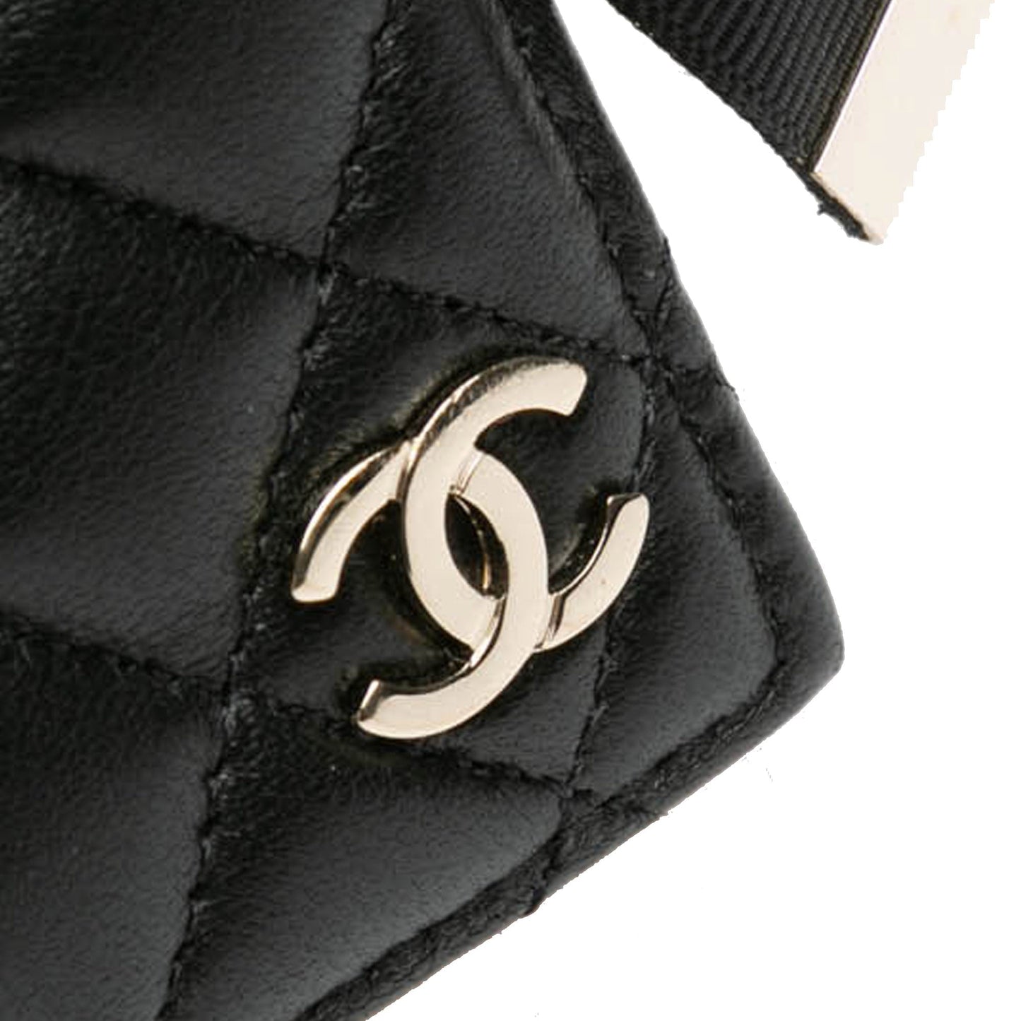 Chanel Quilted Lambskin Book Card Holder On Chain Black