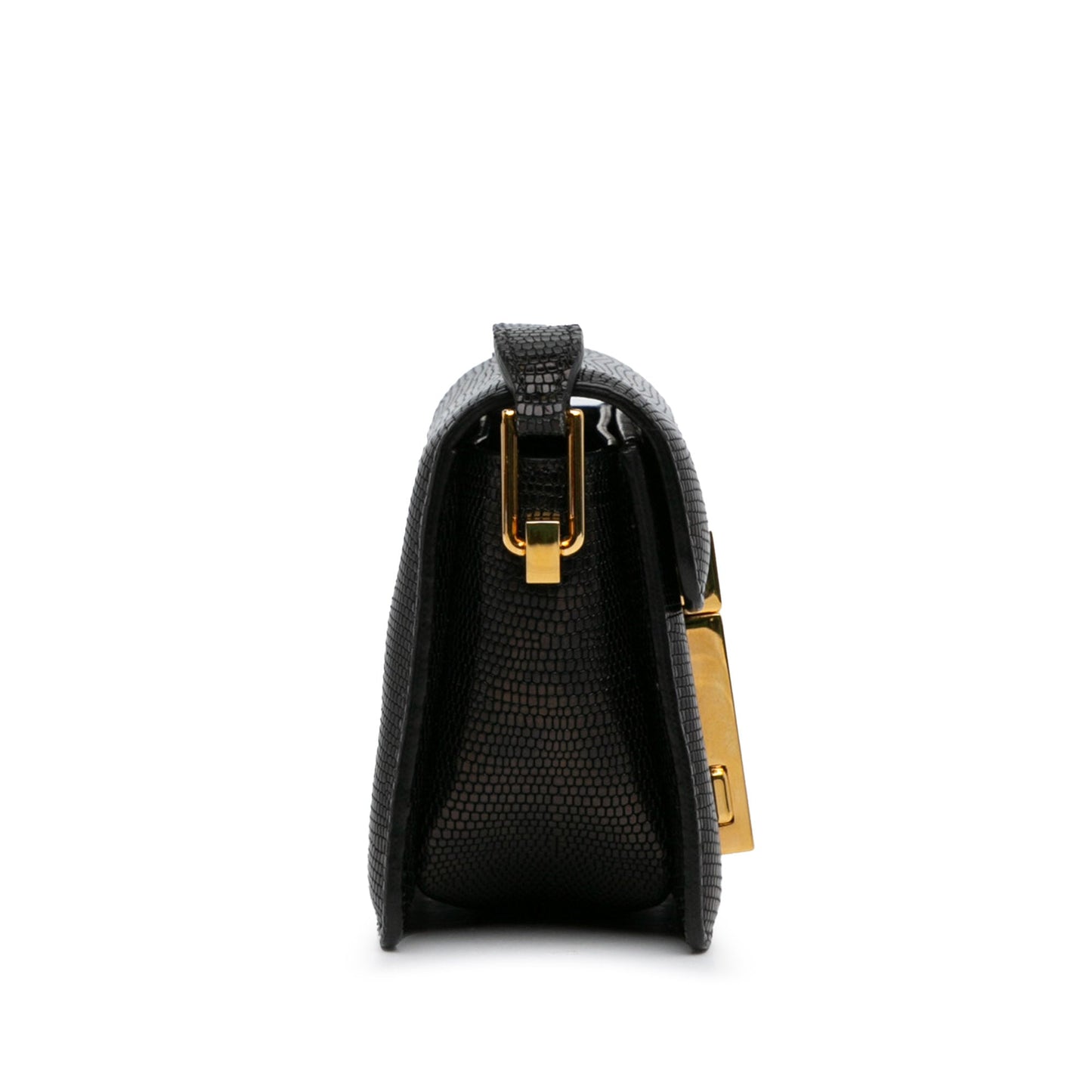 Tom Ford Small T-Clasp Lizard-Embossed Crossbody Bag Black