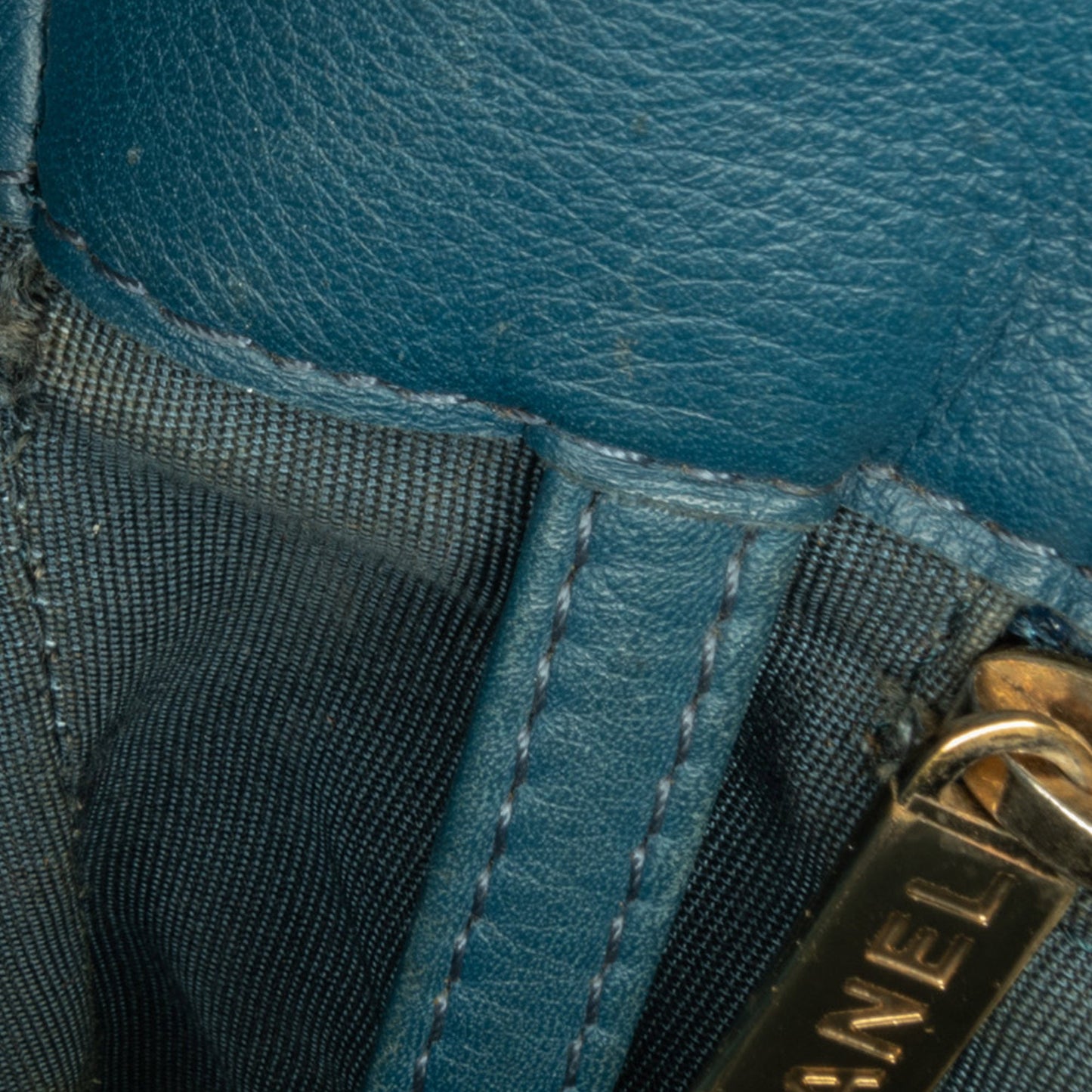 Chanel CC Chevron Calfskin Statement Shopping Tote Blue
