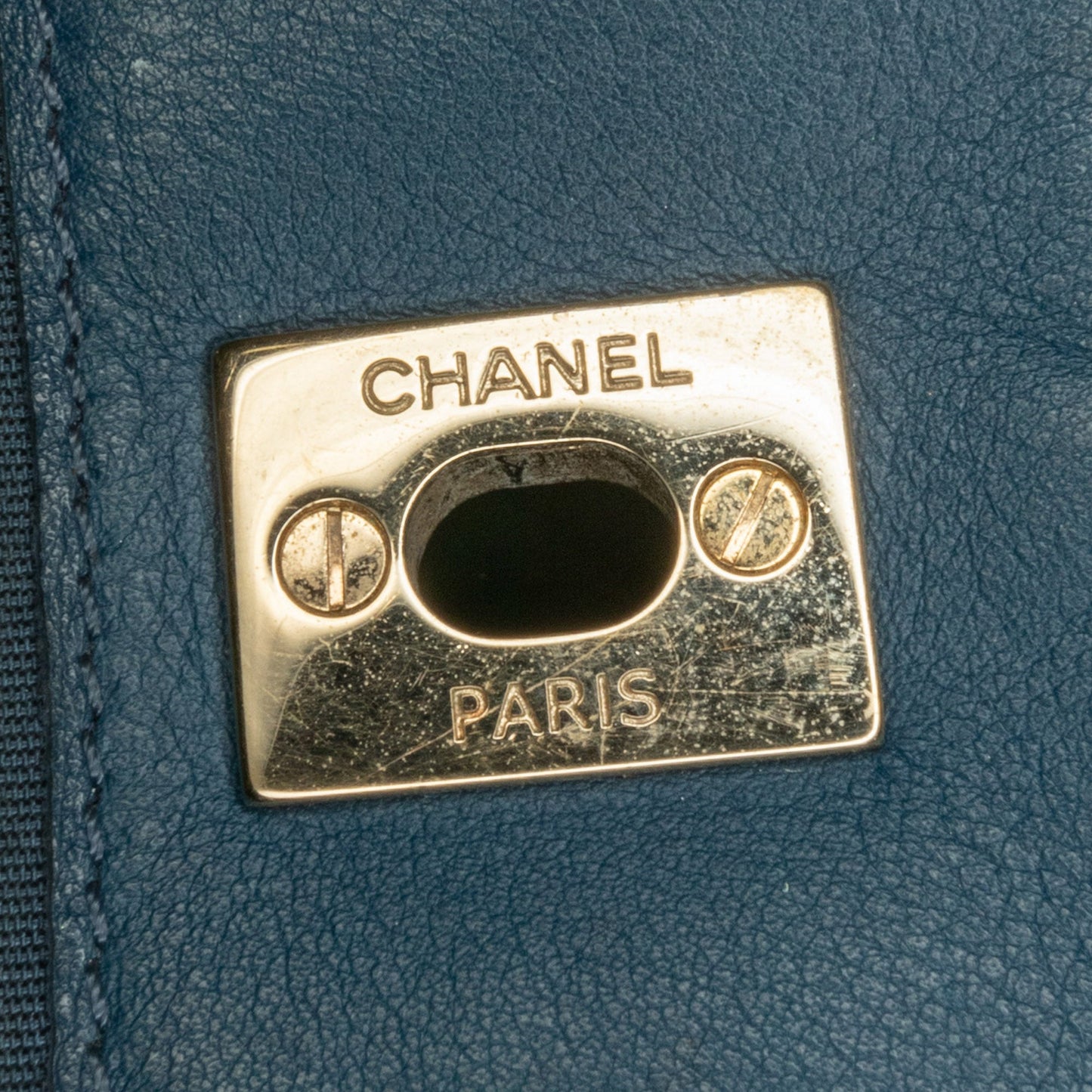 Chanel CC Chevron Calfskin Statement Shopping Tote Blue