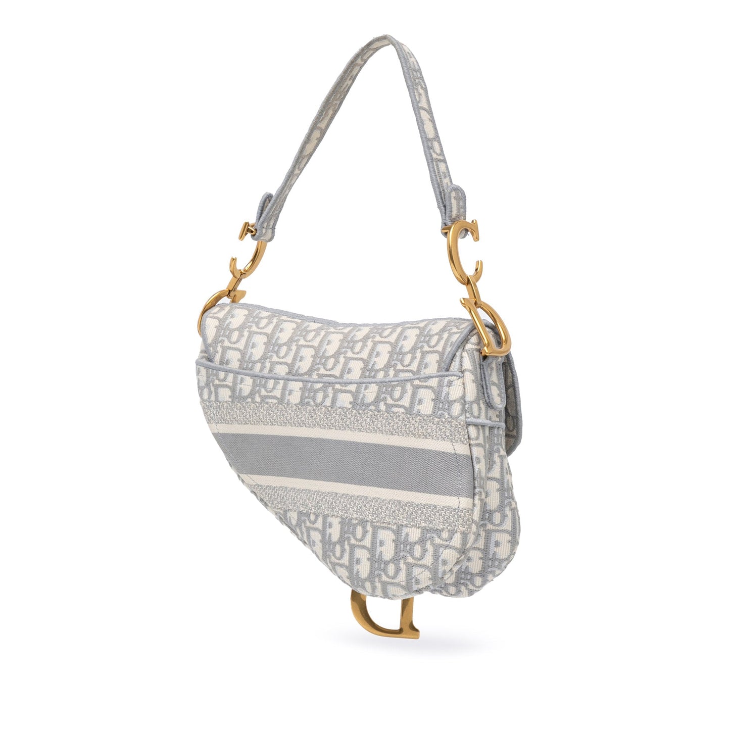 Dior Oblique Embroidered Canvas Saddle Bag Gray