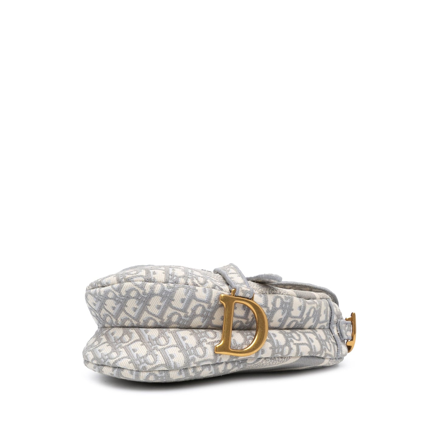 Dior Oblique Embroidered Canvas Saddle Bag Gray