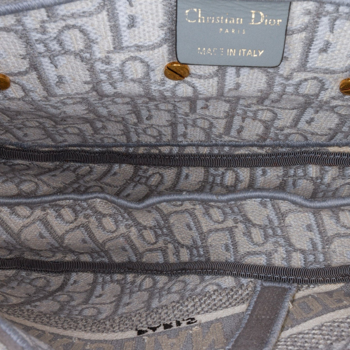 Dior Oblique Embroidered Canvas Saddle Bag Gray