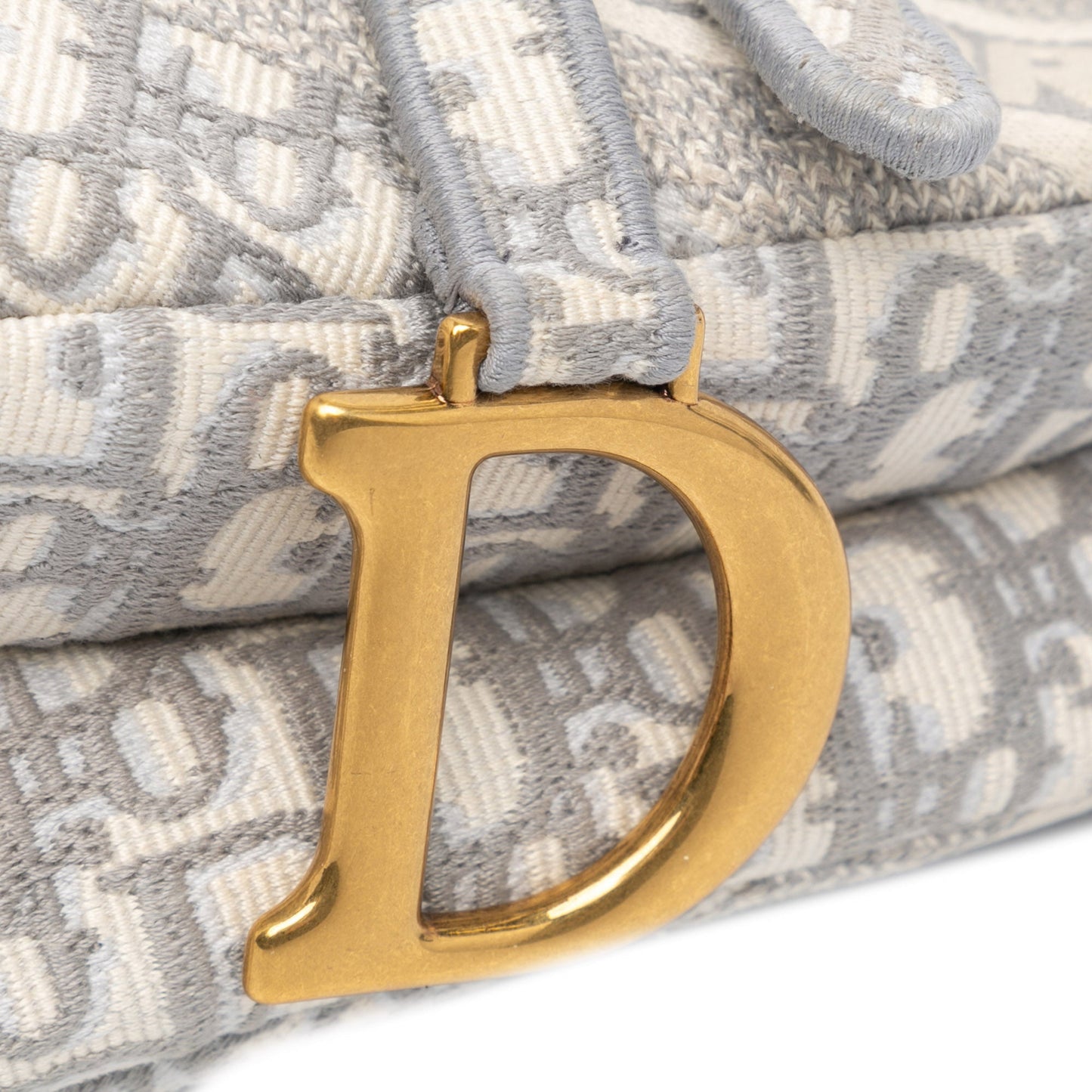 Dior Oblique Embroidered Canvas Saddle Bag Gray