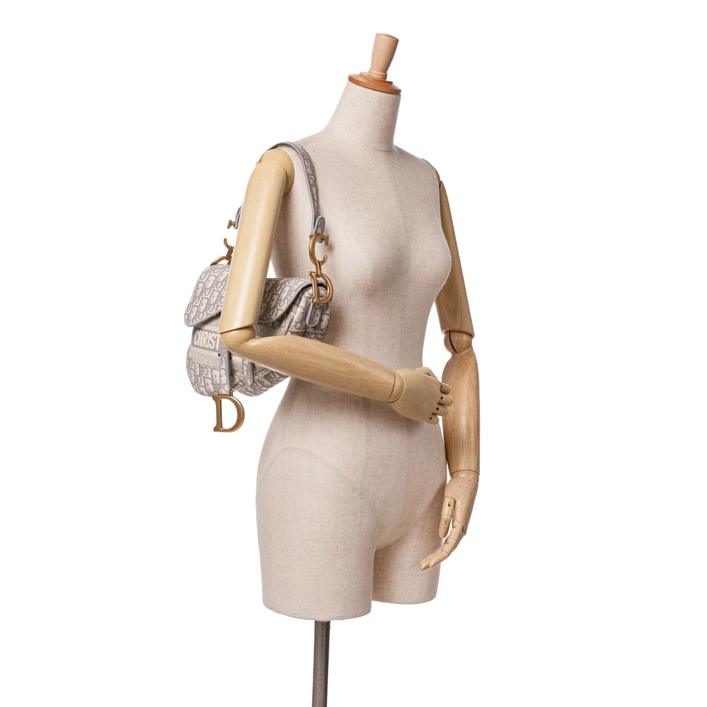 Dior Oblique Embroidered Canvas Saddle Bag Gray