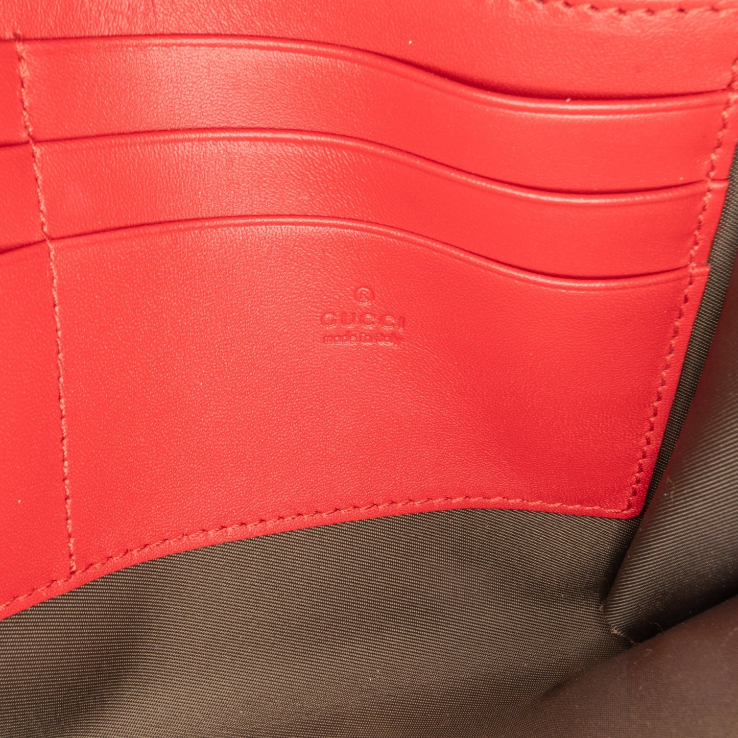 Gucci Leather Peony Pearly Wallet on Chain Red