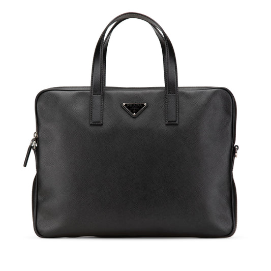 Prada Saffiano Zip Business Bag Black