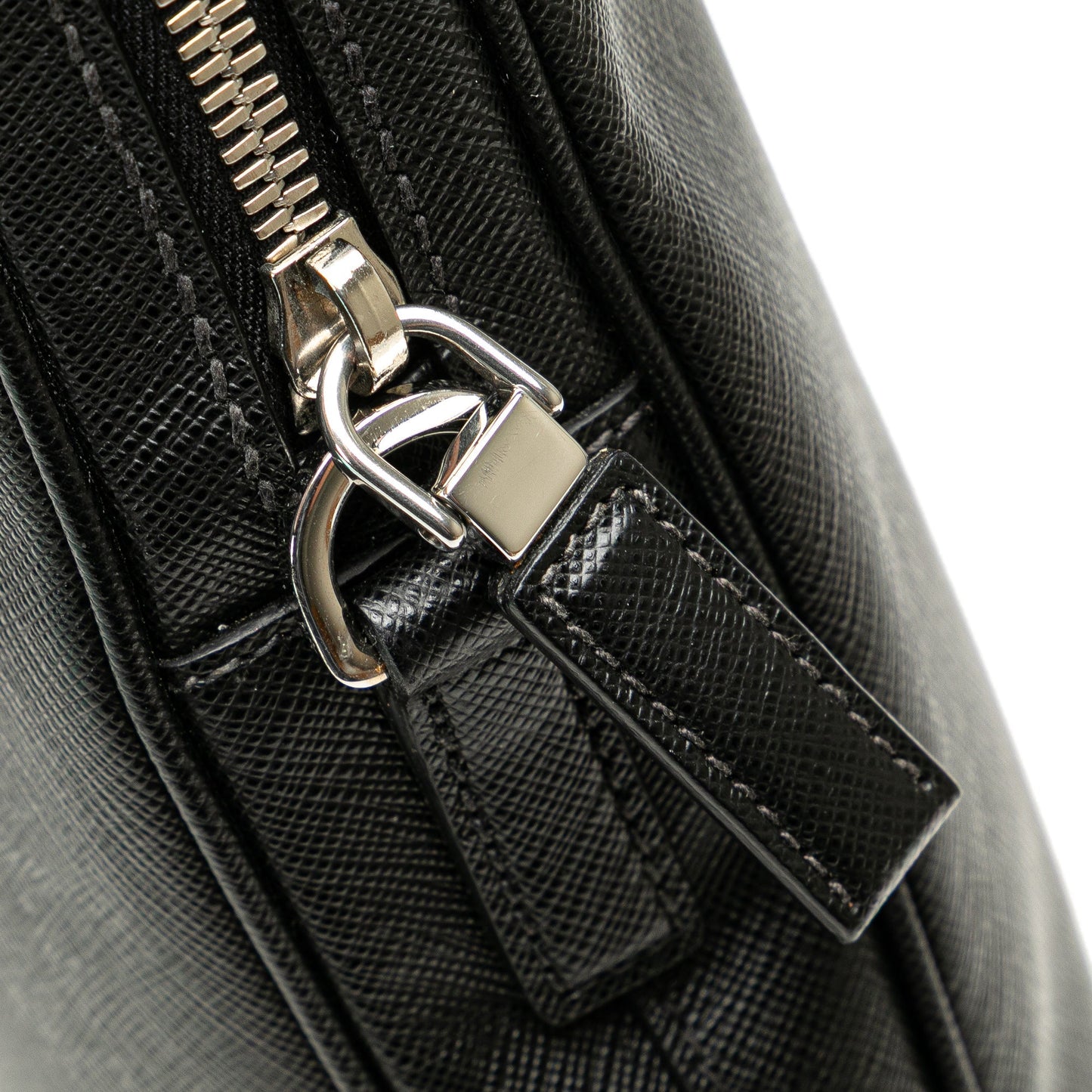Prada Saffiano Zip Business Bag Black