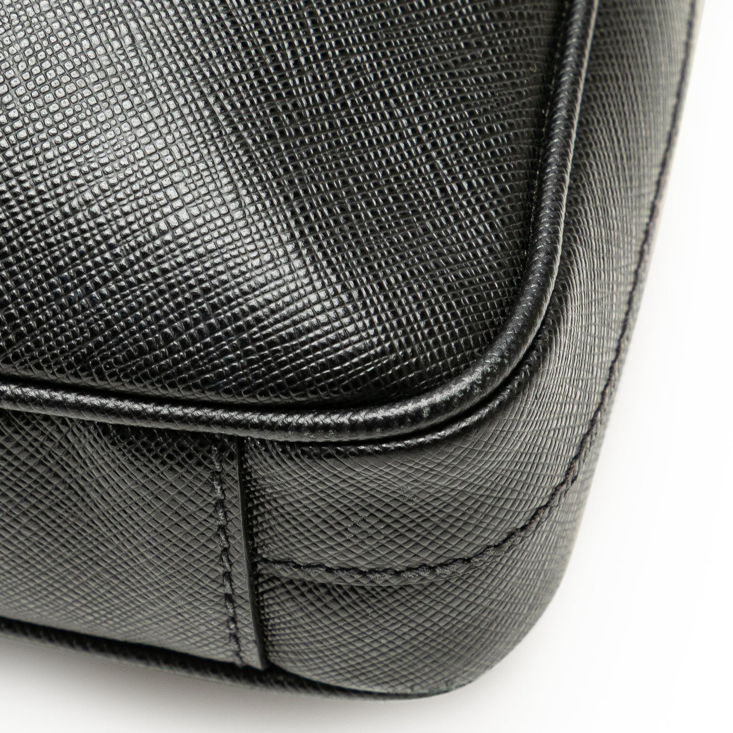 Prada Saffiano Zip Business Bag Black