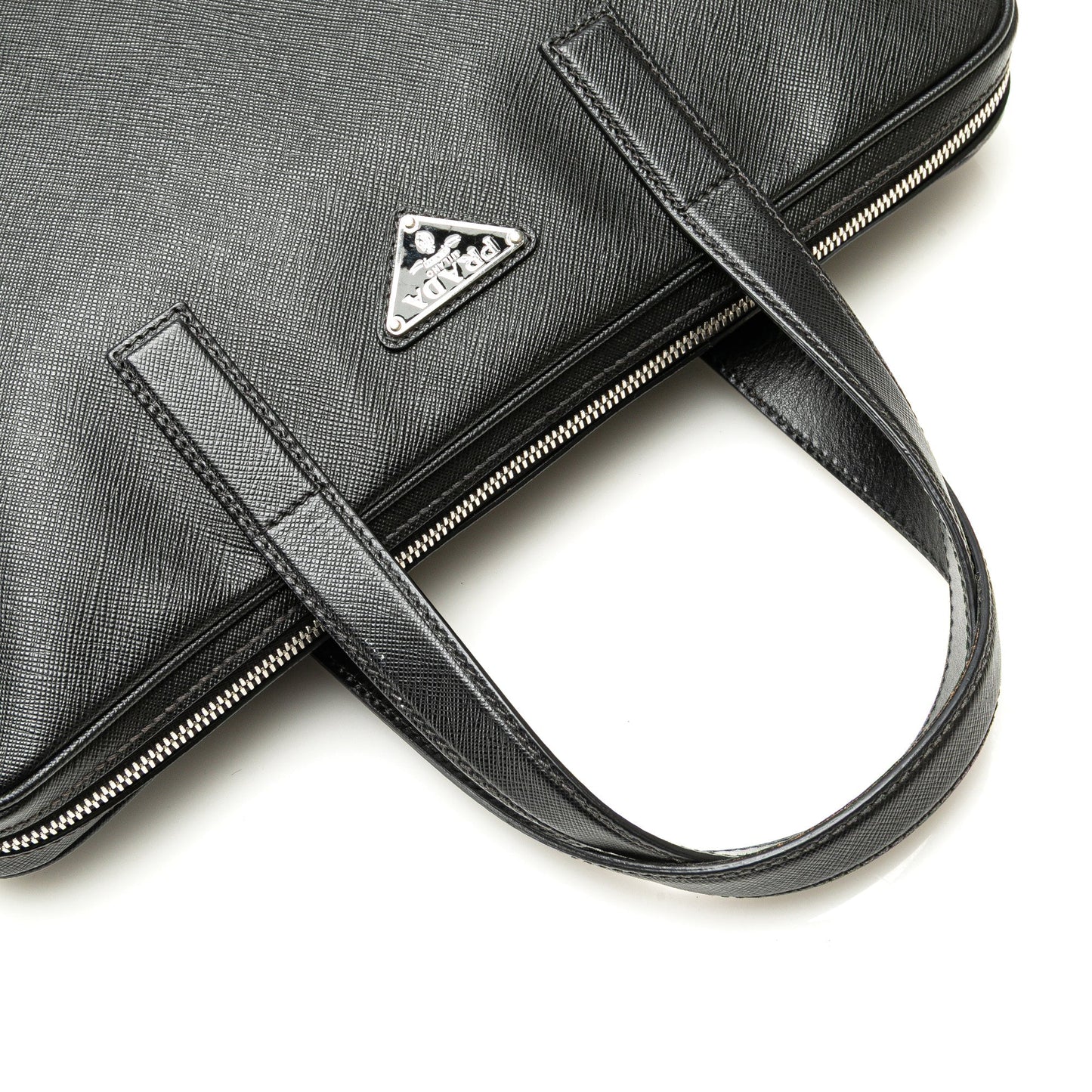 Prada Saffiano Zip Business Bag Black