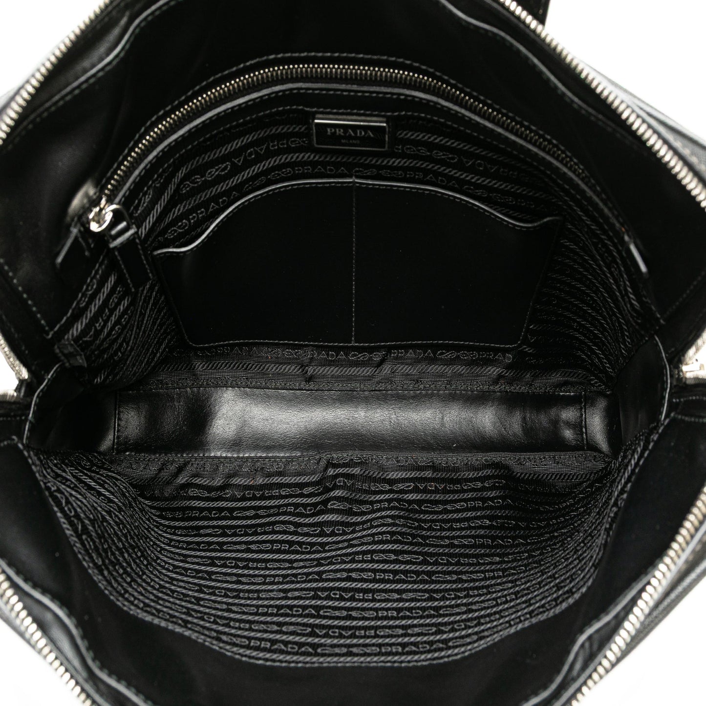 Prada Saffiano Zip Business Bag Black