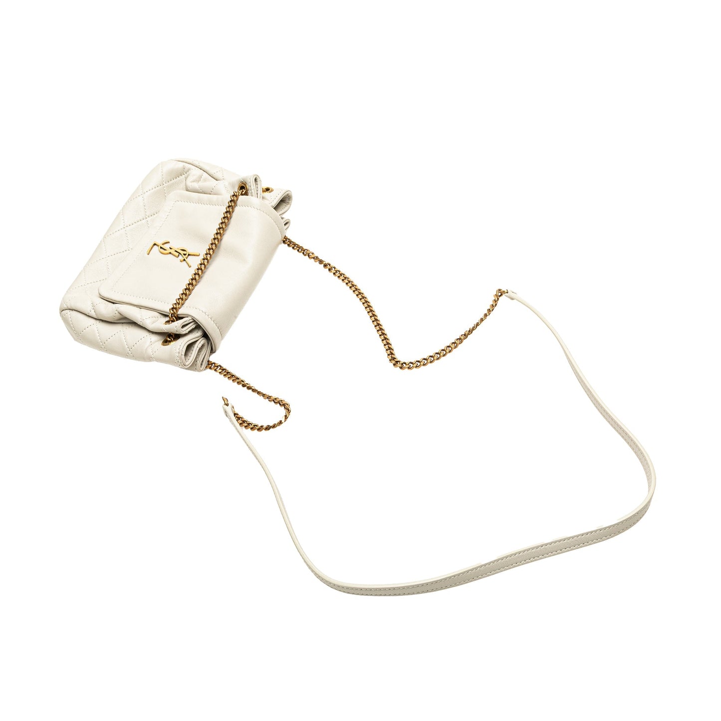 Saint Laurent Mini Quilted Lambskin Monogram Nolita Bag White
