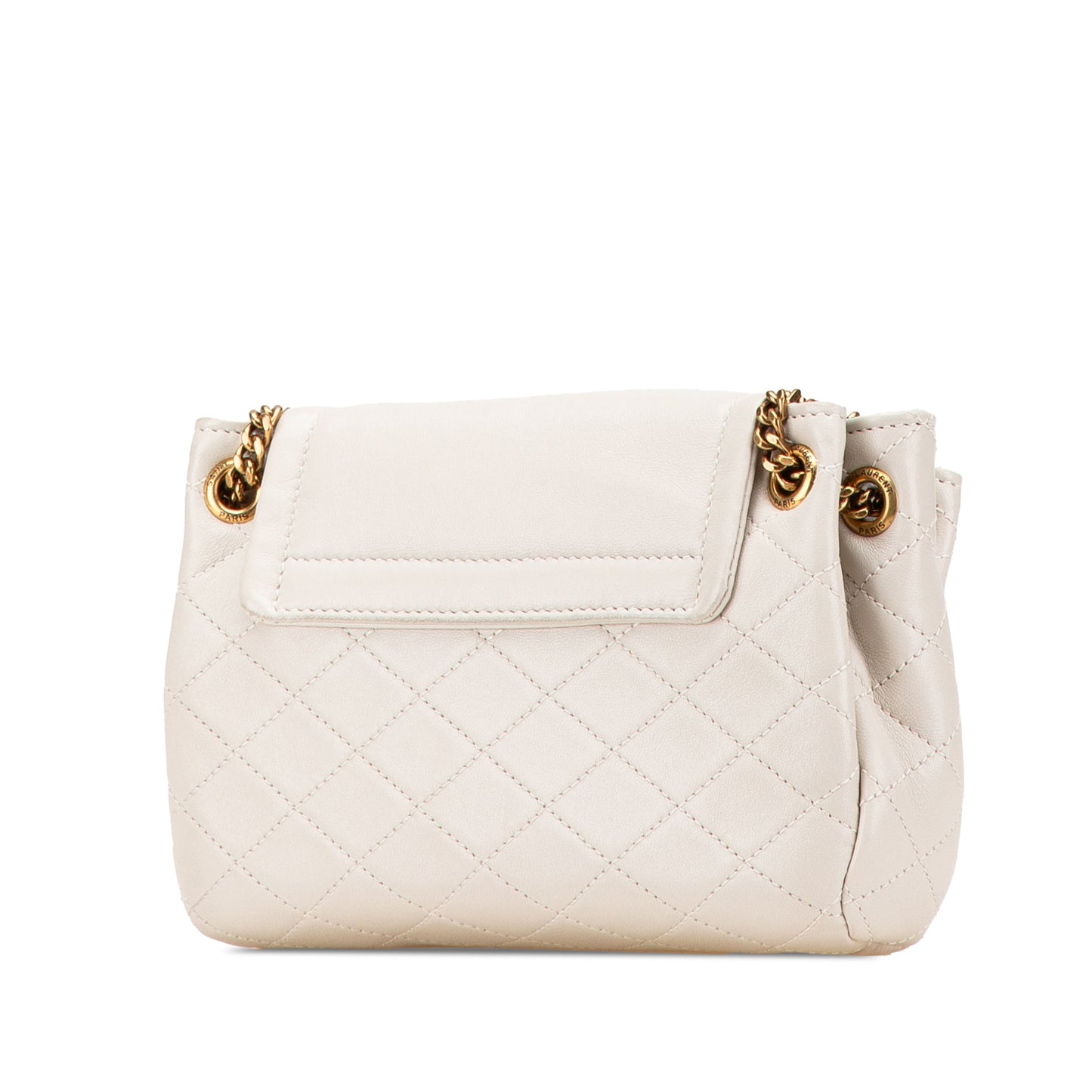 Saint Laurent Mini Quilted Lambskin Monogram Nolita Bag White