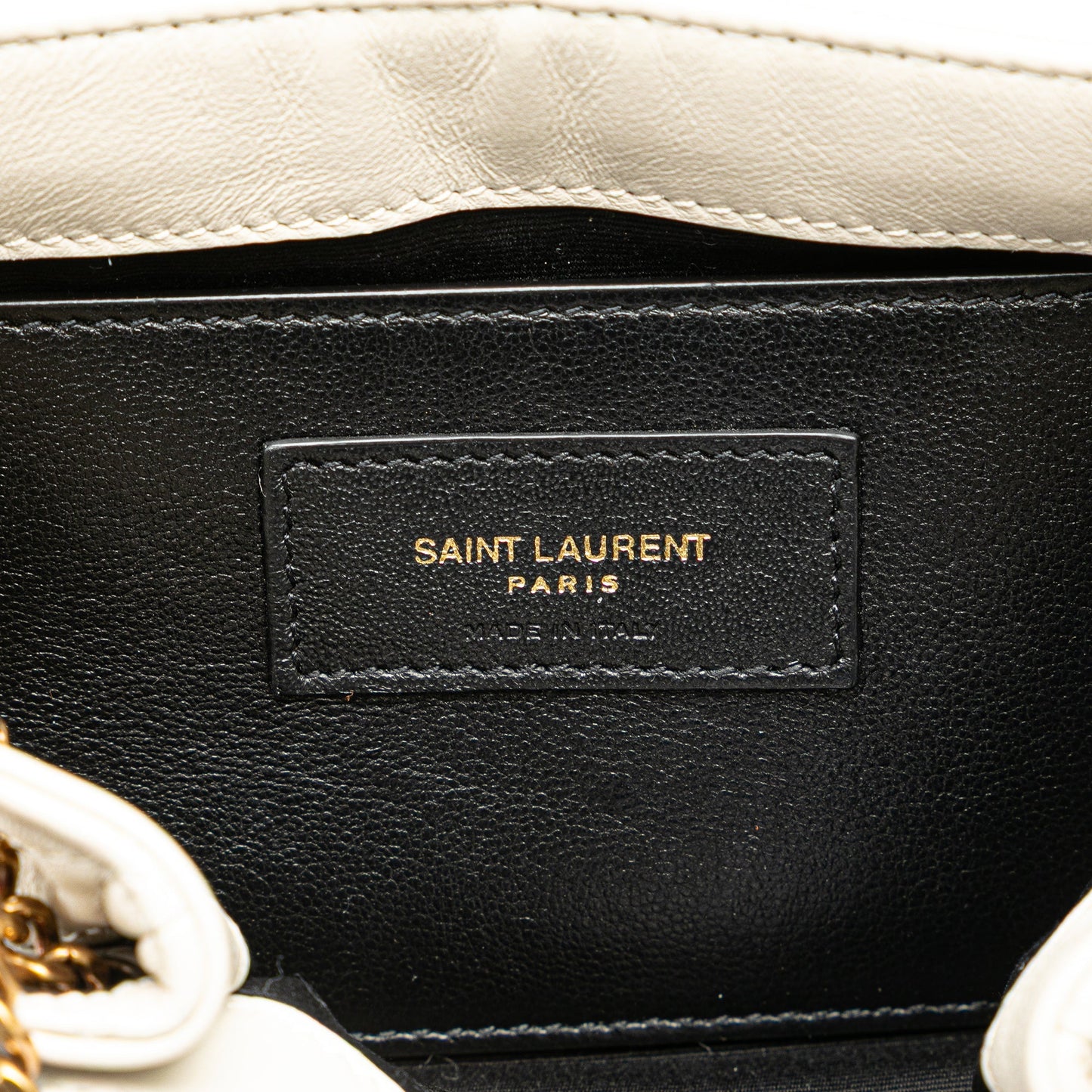 Saint Laurent Mini Quilted Lambskin Monogram Nolita Bag White