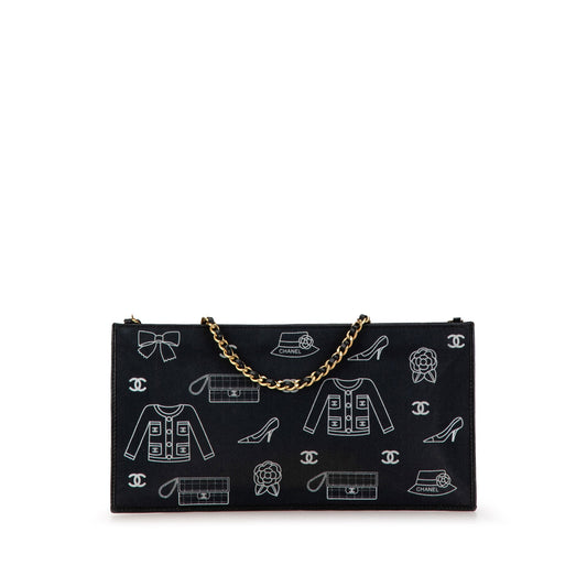 Chanel Canvas Symbols Chain Pochette Blue