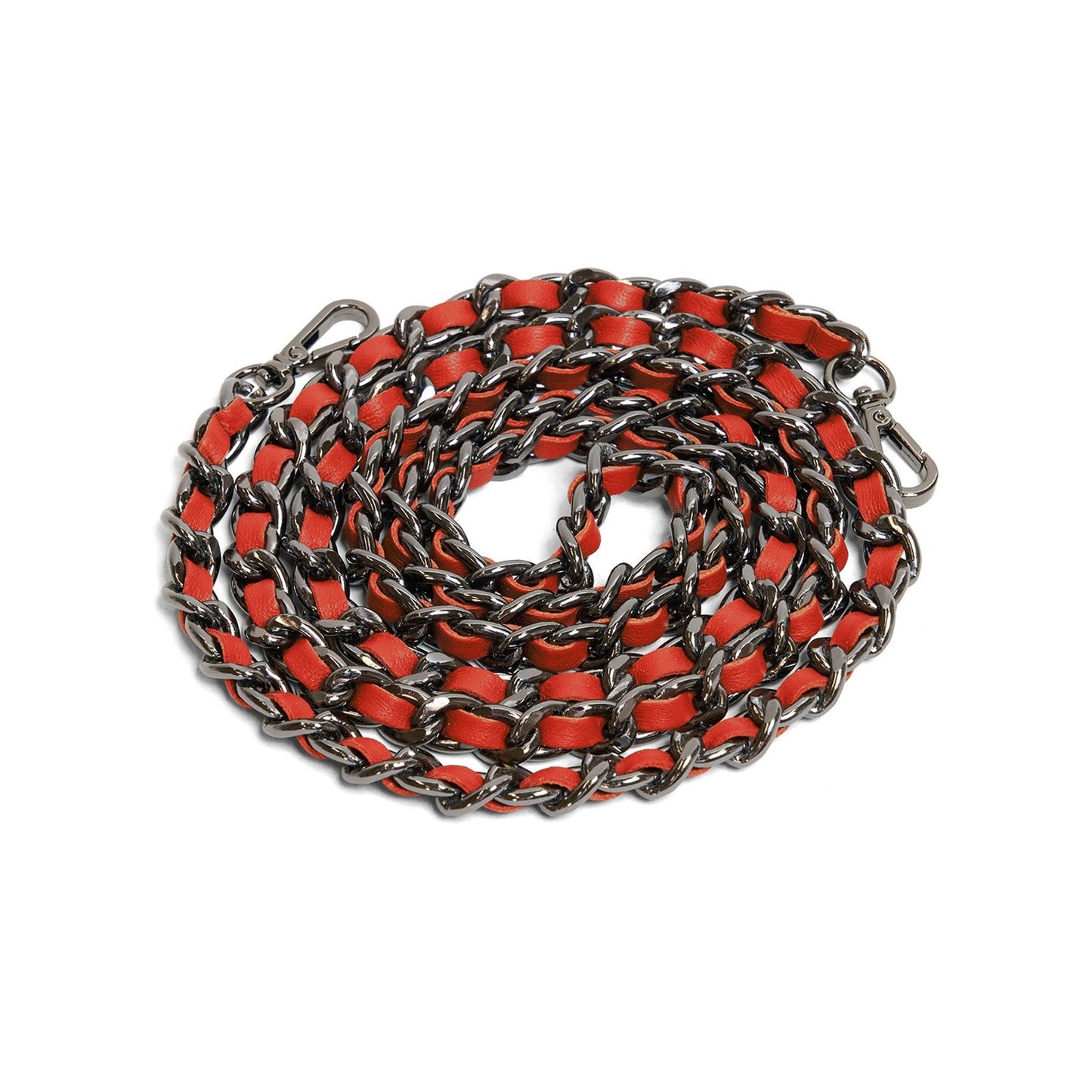 Woman Leather Clutch Intreccio Optical Nappa Shimmer Orange