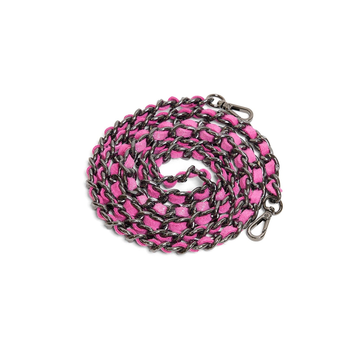 Woman Leather Clutch Intreccio Optical Shimmer Candy Pink