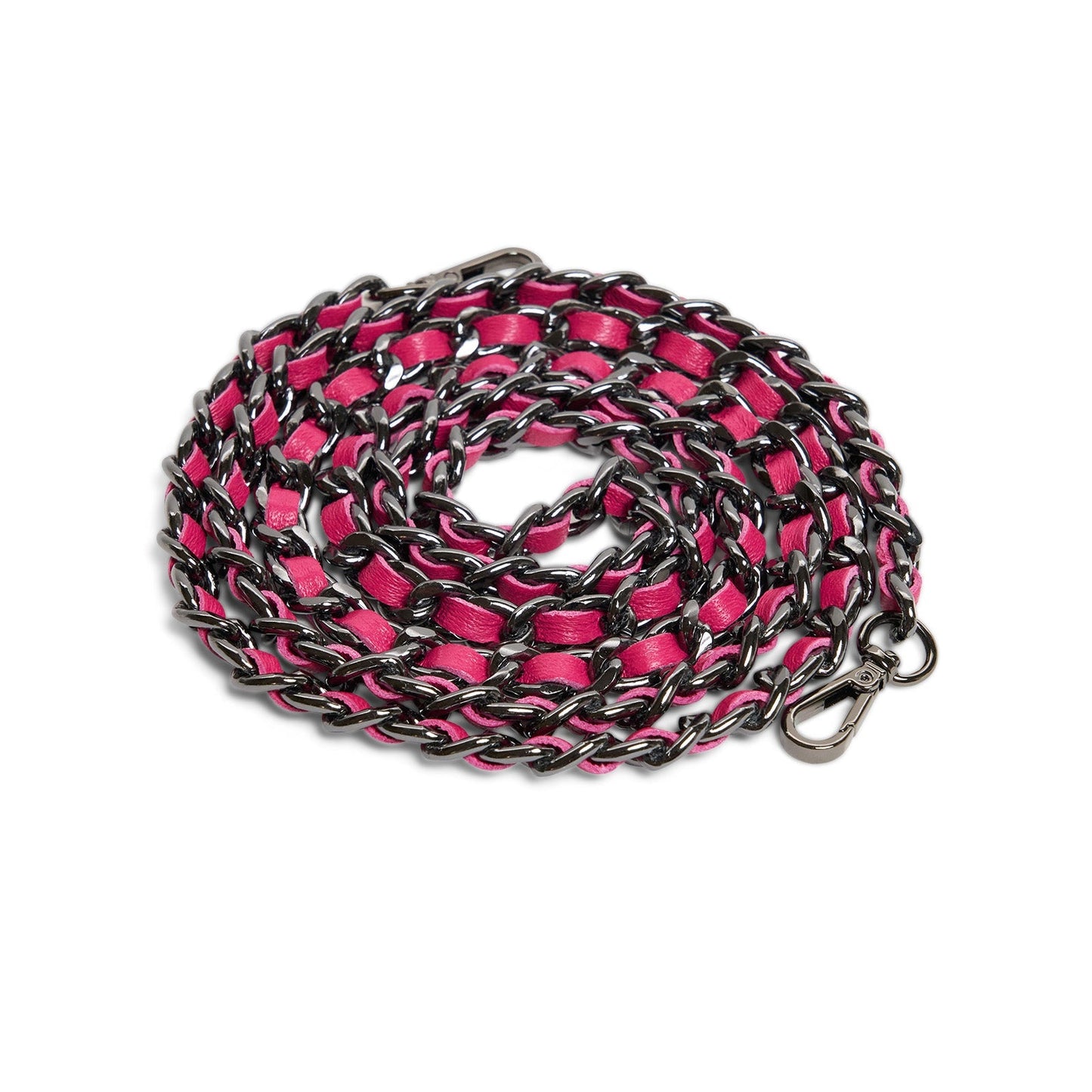 Woman Leather Clutch Intreccio Optical Nappa Shimmer Fucsia
