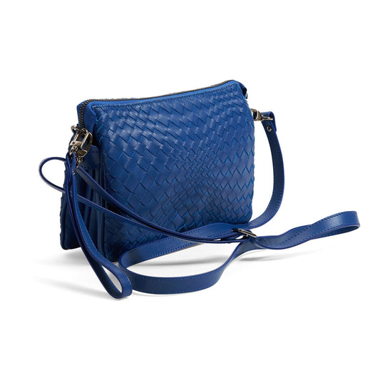 Woman Leather Clutch Intreccio Optical Nappa Patent Orizzonte