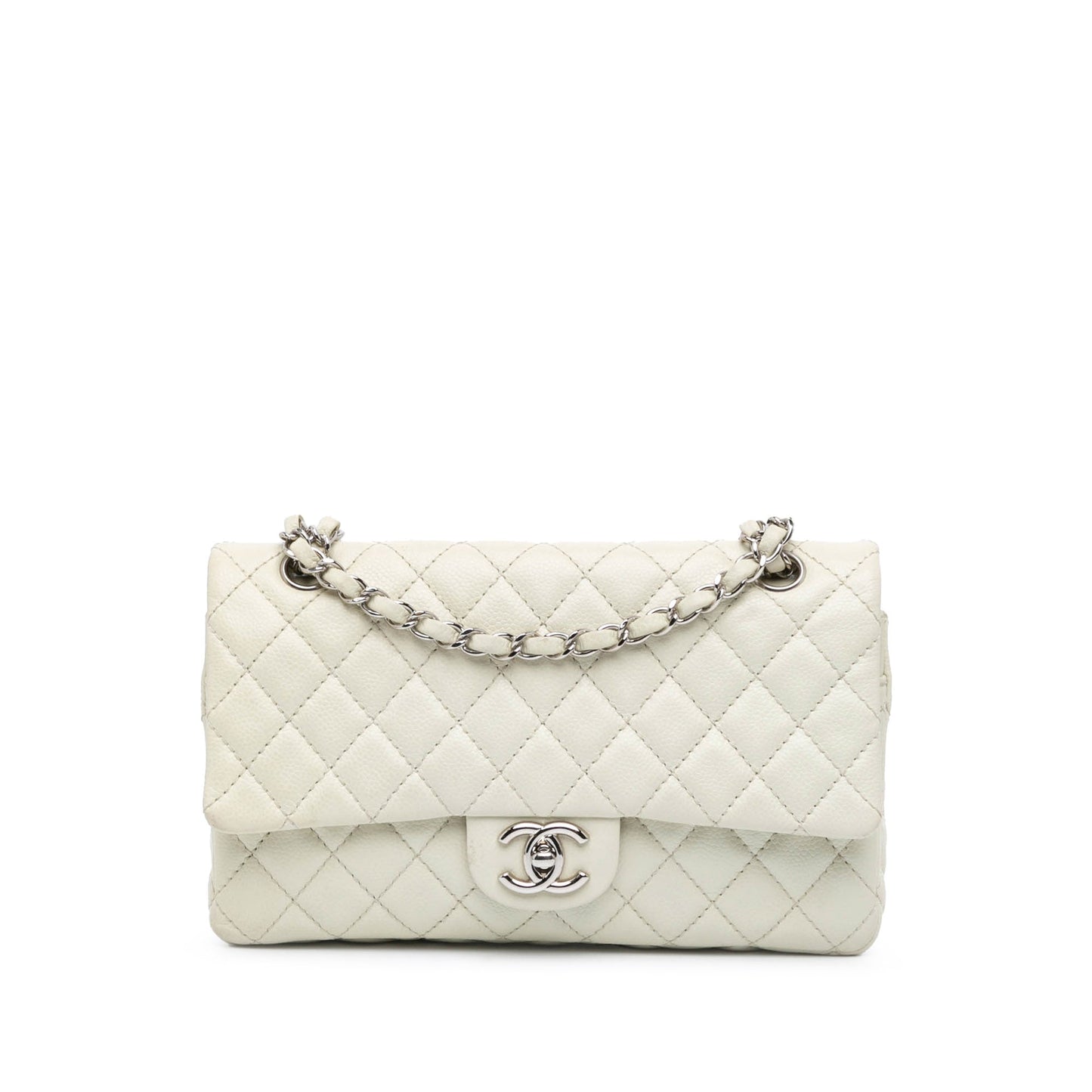 Chanel Medium Classic Caviar Double Flap White