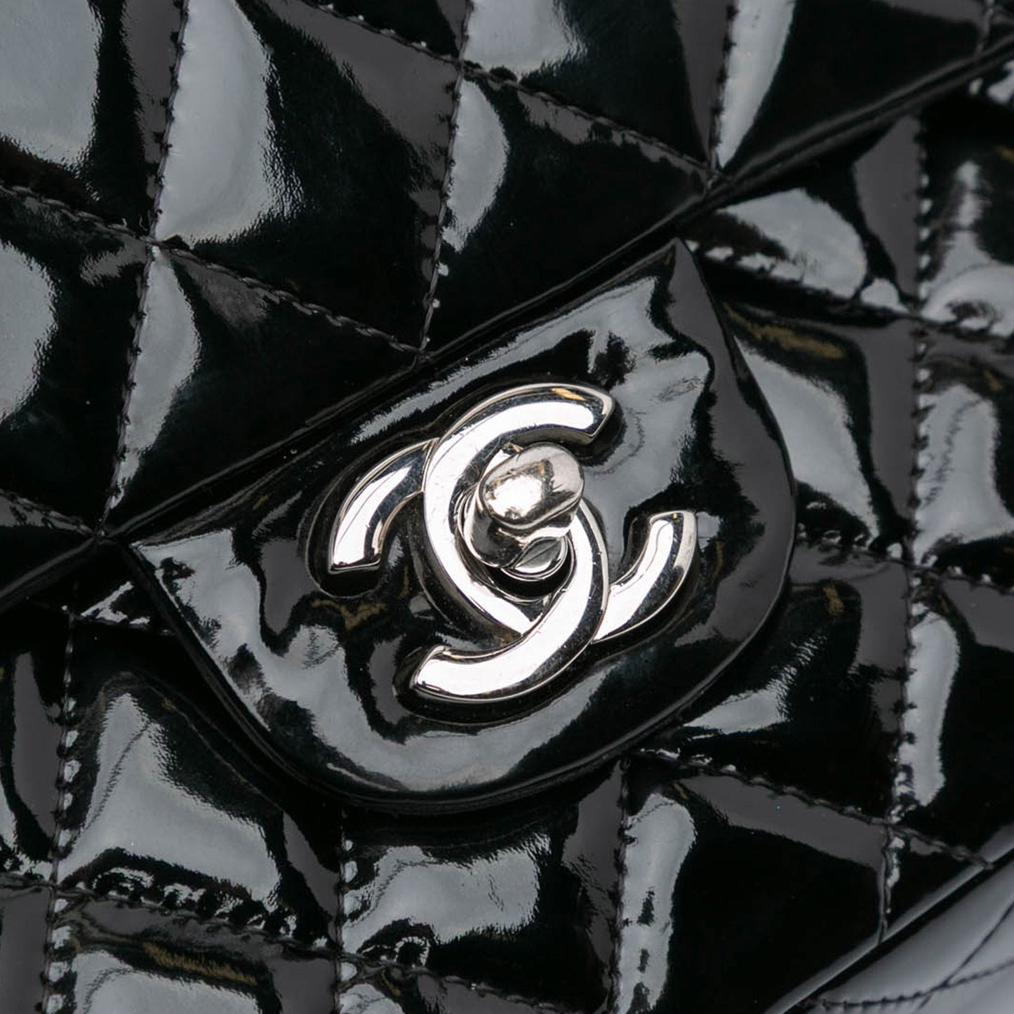 Chanel Medium Classic Patent Double Flap Black