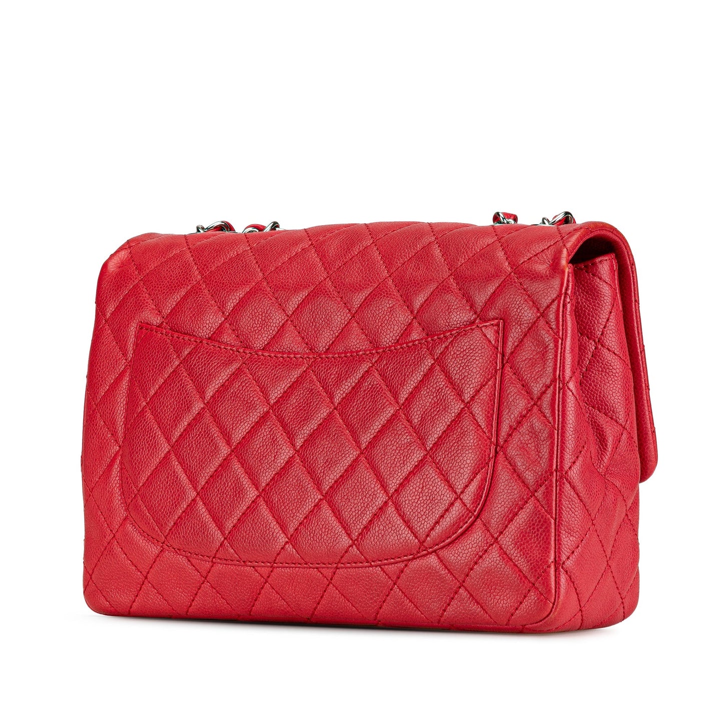 Chanel Jumbo Classic Caviar Single Flap Red