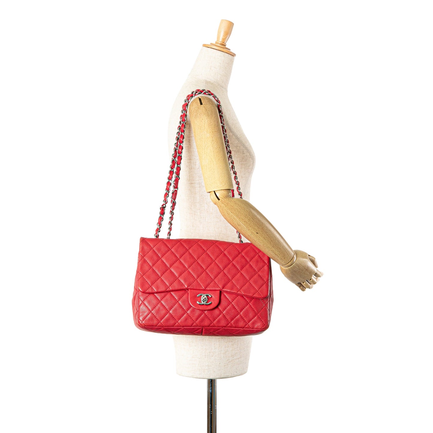 Chanel Jumbo Classic Caviar Single Flap Red