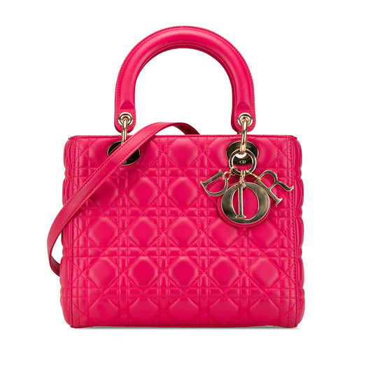 Dior Medium Lambskin Cannage Lady Dior Pink