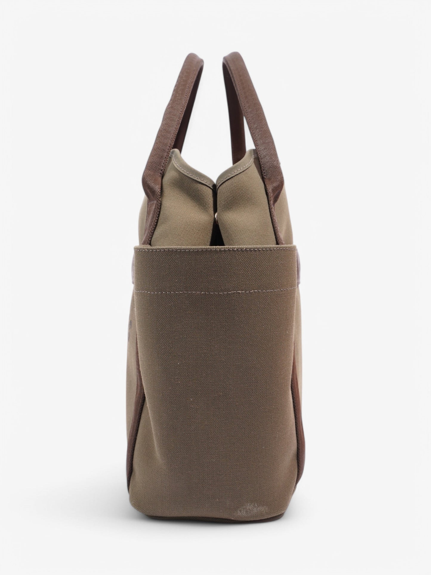 Hermes Sac De Pansage Groom Shopping Bag Olive Green / Brown Canvas