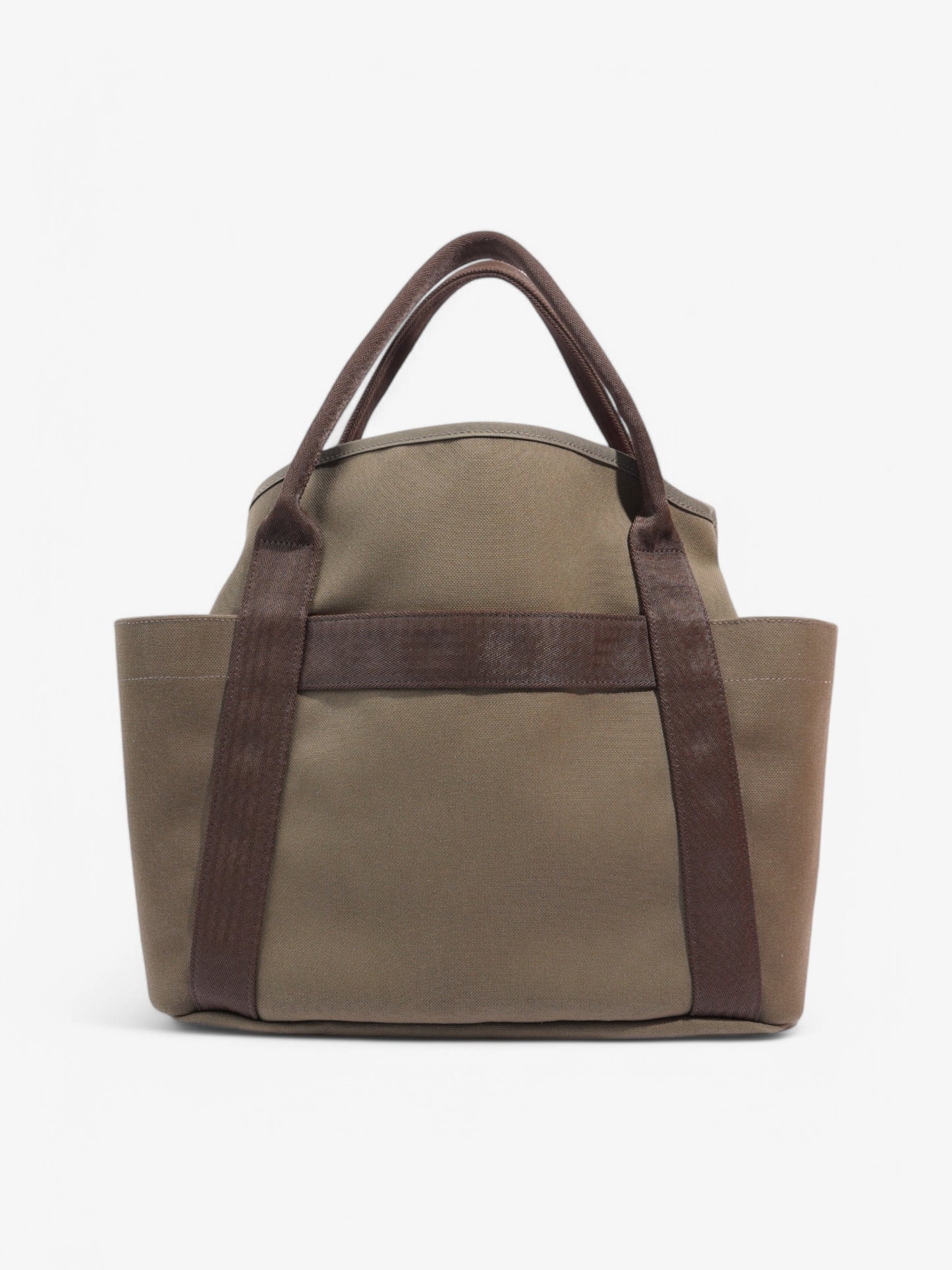 Hermes Sac De Pansage Groom Shopping Bag Olive Green / Brown Canvas